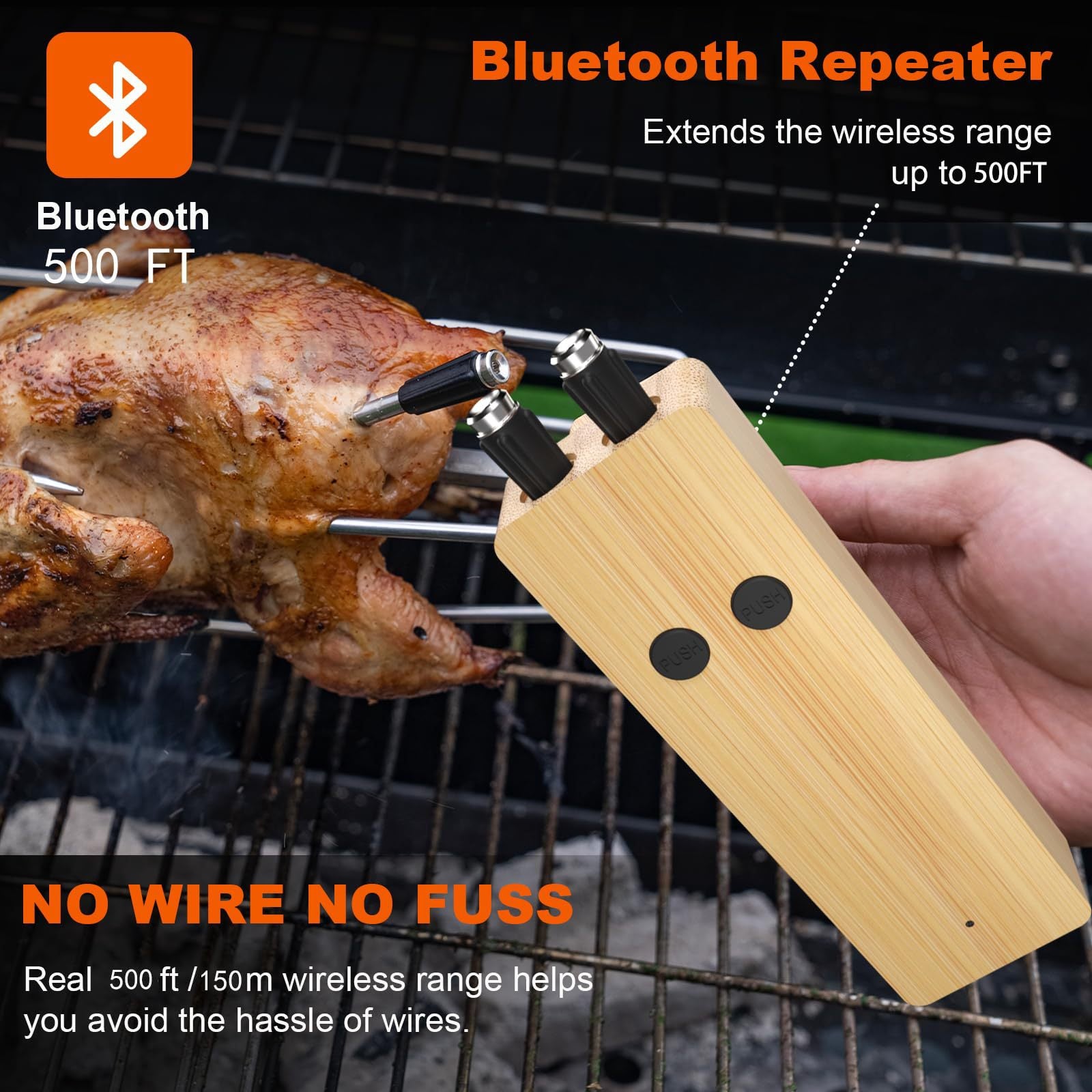 🔥Smart Meat Pro Thermometer💥 Dual Temp Tracking🌪️ 500FT Bluetooth Range✨ Grill/Smoker/Oven Master | TikTok's #1 BBQ Gadget