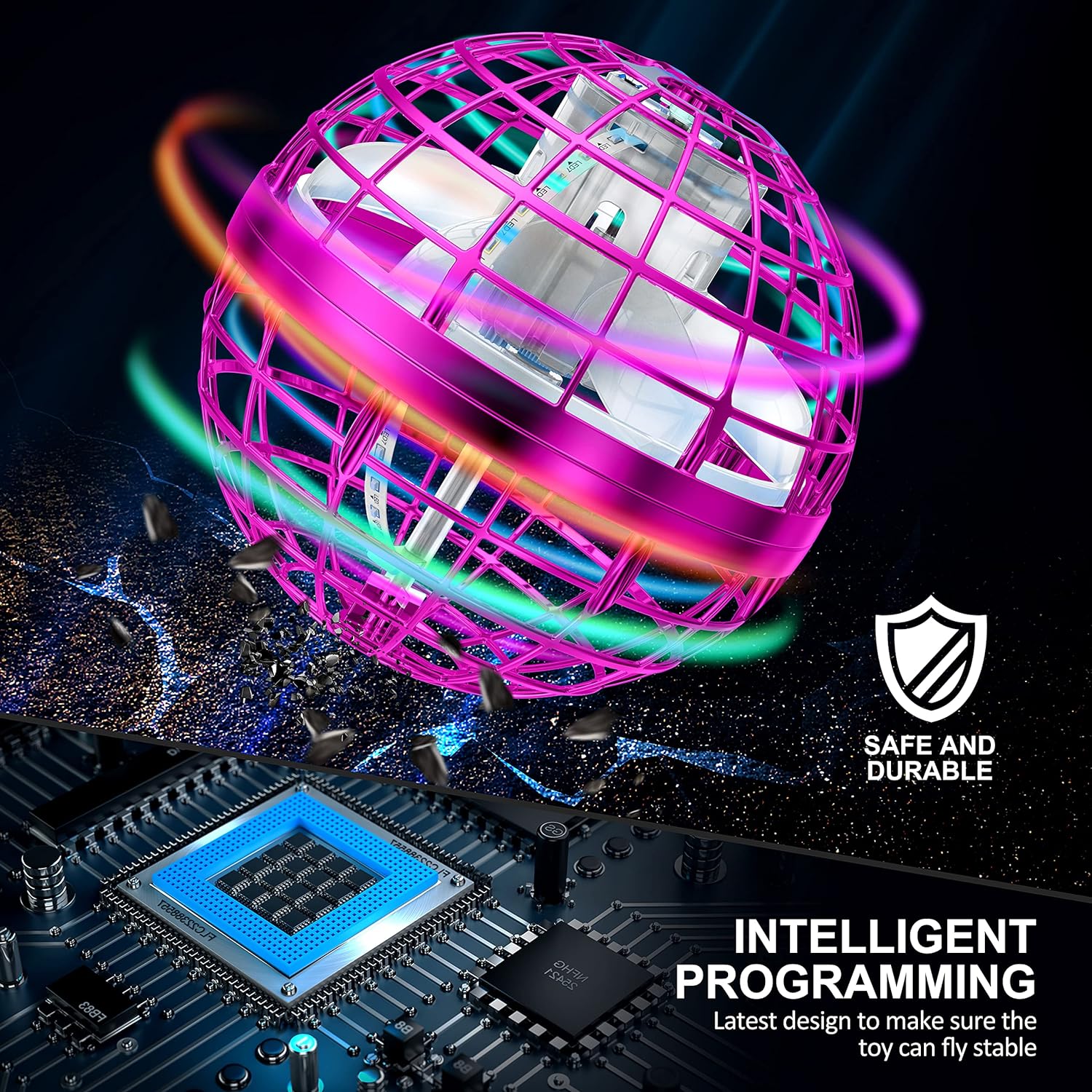Galaxy Hover Ball Toy ✨ Auto-Float & LED Night Glow 💥 Gesture-Control Flying Orb for Outdoor Fun 🌟 Crash-Proof Gift for Kids 6-12 🔥 #OutdoorToys #TikTokMadeMeBuyIt