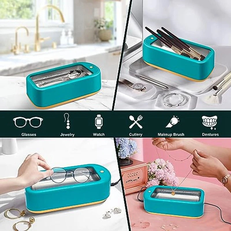 ✨ Ultrasonic Glasses Cleaner Pro with 30s Deep Clean | 3-in-1 Jewelry Cleaner⚡Portable & Waterproof🌟【Dentist-Approved】Sonic Cleaning Machine for Eyeglasses, Earrings, Necklaces