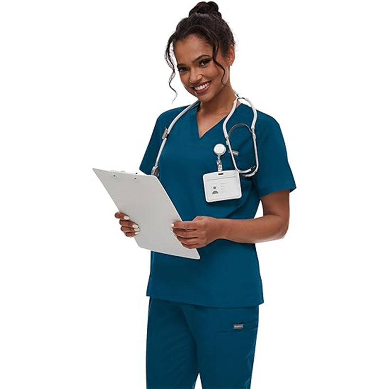 💊 3-Piece Medical Scrub Set with V-Neck Top & Yoga Joggers | 8hr ComfortFlex⚡【Nurse Pro Essentials】Anti-Wrinkle & Moisture-Wicking Uniform for Hospital/Clinic Shifts