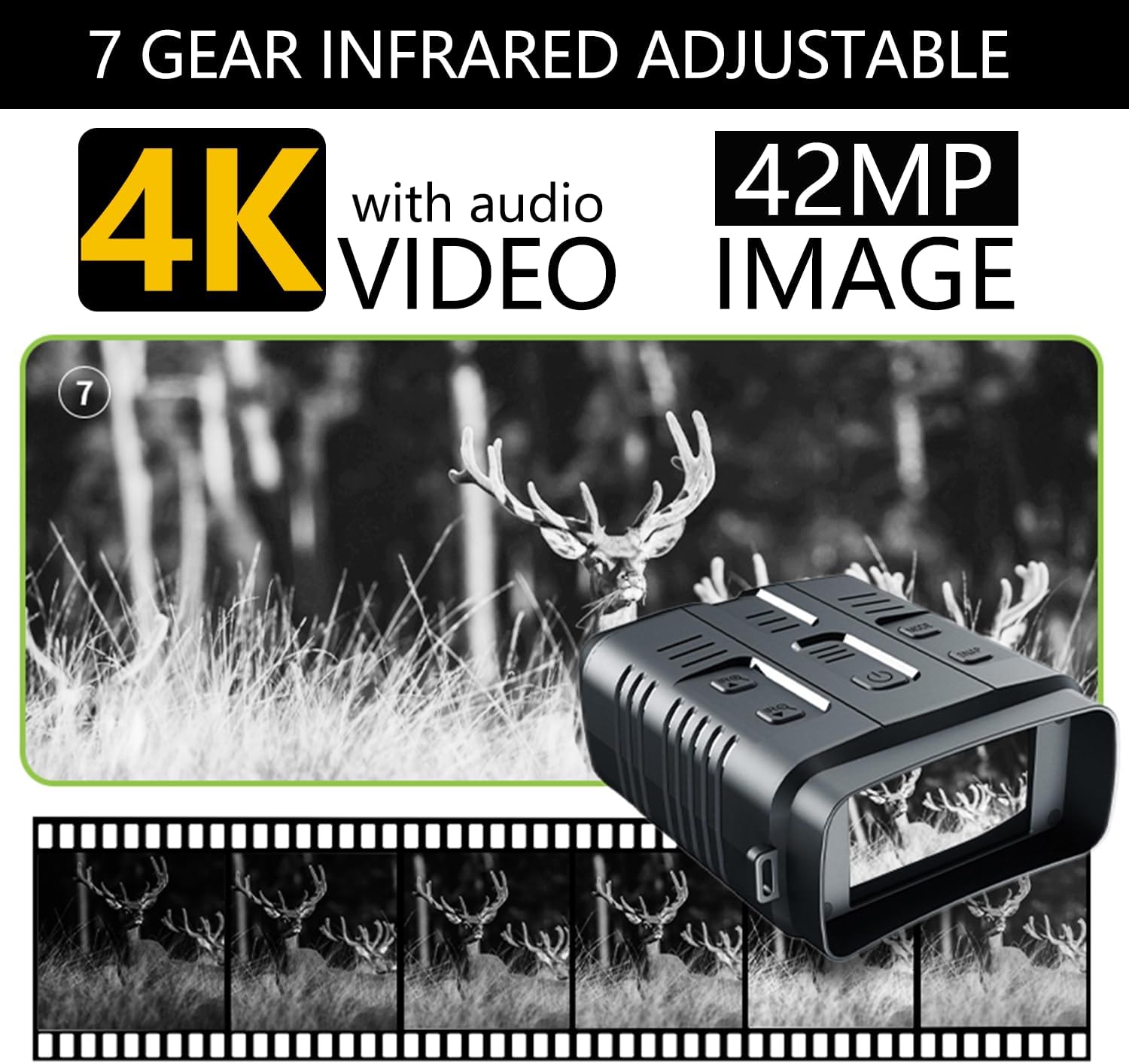 🌙📷 4K Night Vision Goggles | 3'' HD Screen + WiFi Live View | Record & Save Photos/Video with 32GB Card & Rechargeable Battery ⚡ #NightVisionTech #OutdoorGear