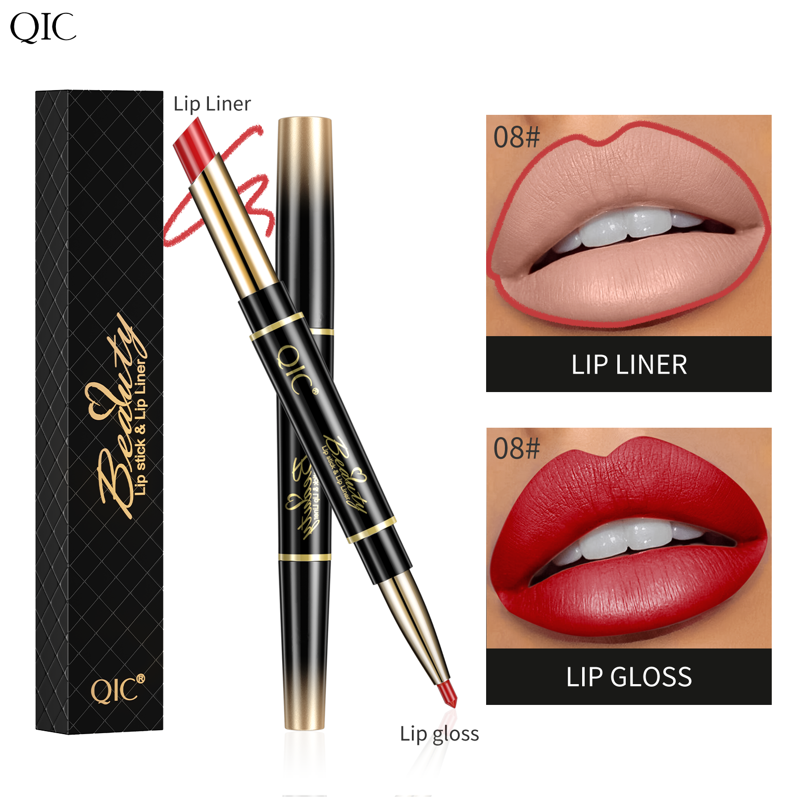 2-in-1 Dual-Ended Lipstick & Liner ✨ Matte Waterproof & Transfer-Proof! 💋 24H Non-Smudge Lip Combo 🌟 Kiss-Proof #LipHack #MatteLip #AllDayWear
