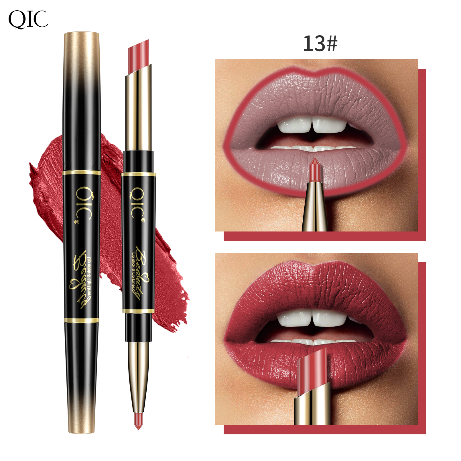 2-in-1 Dual-Ended Lipstick & Liner ✨ Matte Waterproof & Transfer-Proof! 💋 24H Non-Smudge Lip Combo 🌟 Kiss-Proof #LipHack #MatteLip #AllDayWear