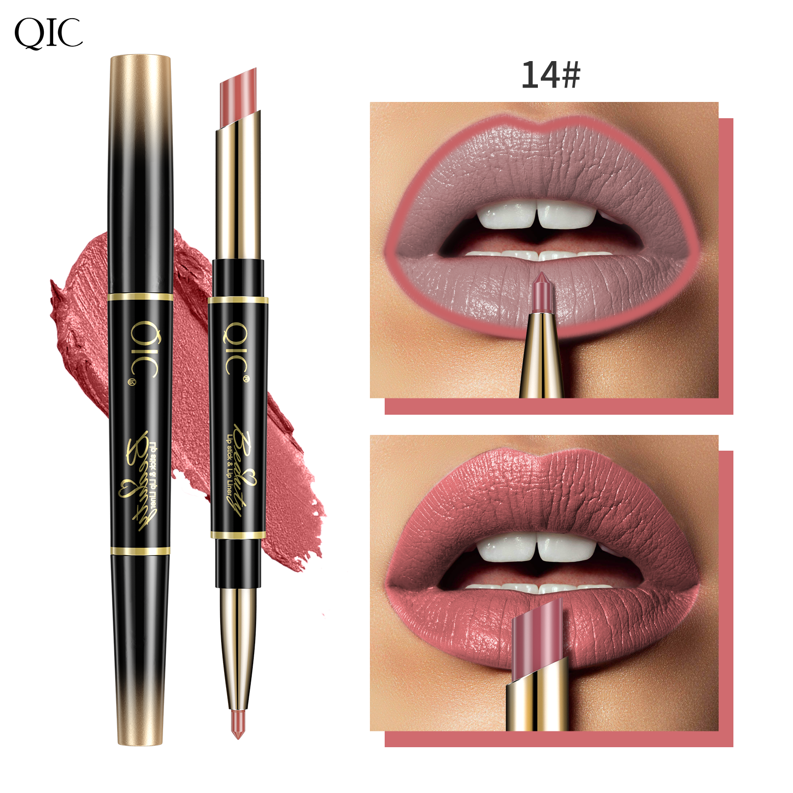 2-in-1 Dual-Ended Lipstick & Liner ✨ Matte Waterproof & Transfer-Proof! 💋 24H Non-Smudge Lip Combo 🌟 Kiss-Proof #LipHack #MatteLip #AllDayWear