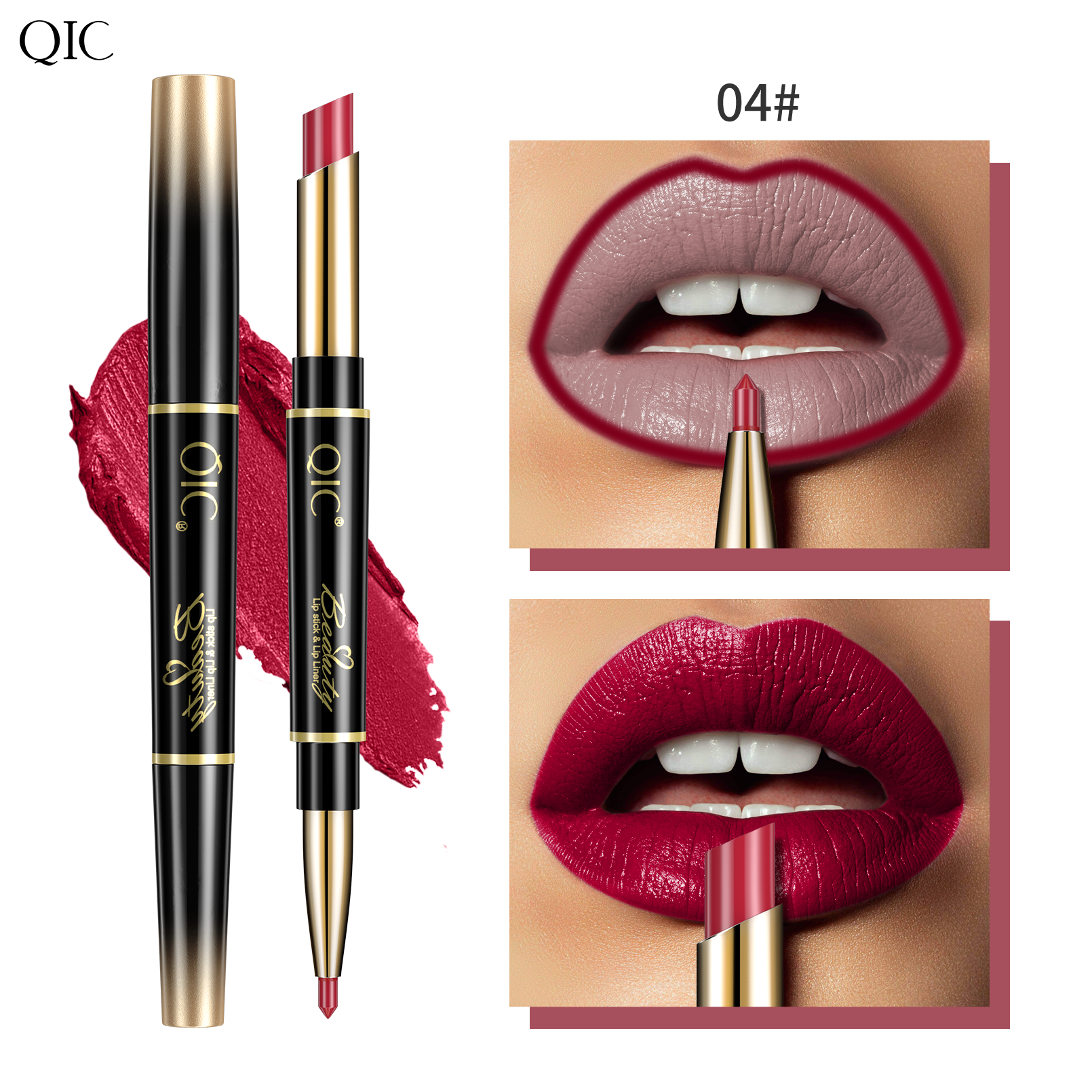 2-in-1 Dual-Ended Lipstick & Liner ✨ Matte Waterproof & Transfer-Proof! 💋 24H Non-Smudge Lip Combo 🌟 Kiss-Proof #LipHack #MatteLip #AllDayWear