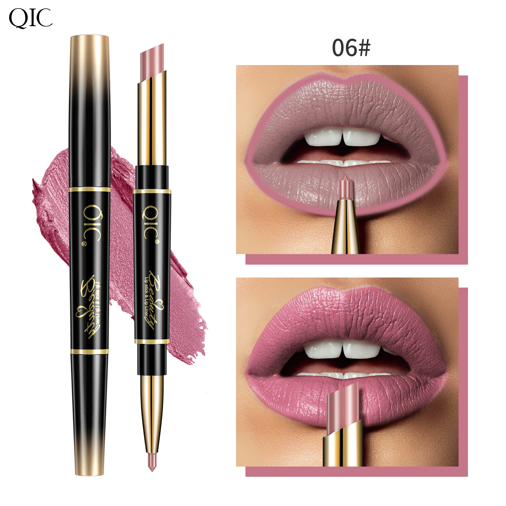 2-in-1 Dual-Ended Lipstick & Liner ✨ Matte Waterproof & Transfer-Proof! 💋 24H Non-Smudge Lip Combo 🌟 Kiss-Proof #LipHack #MatteLip #AllDayWear