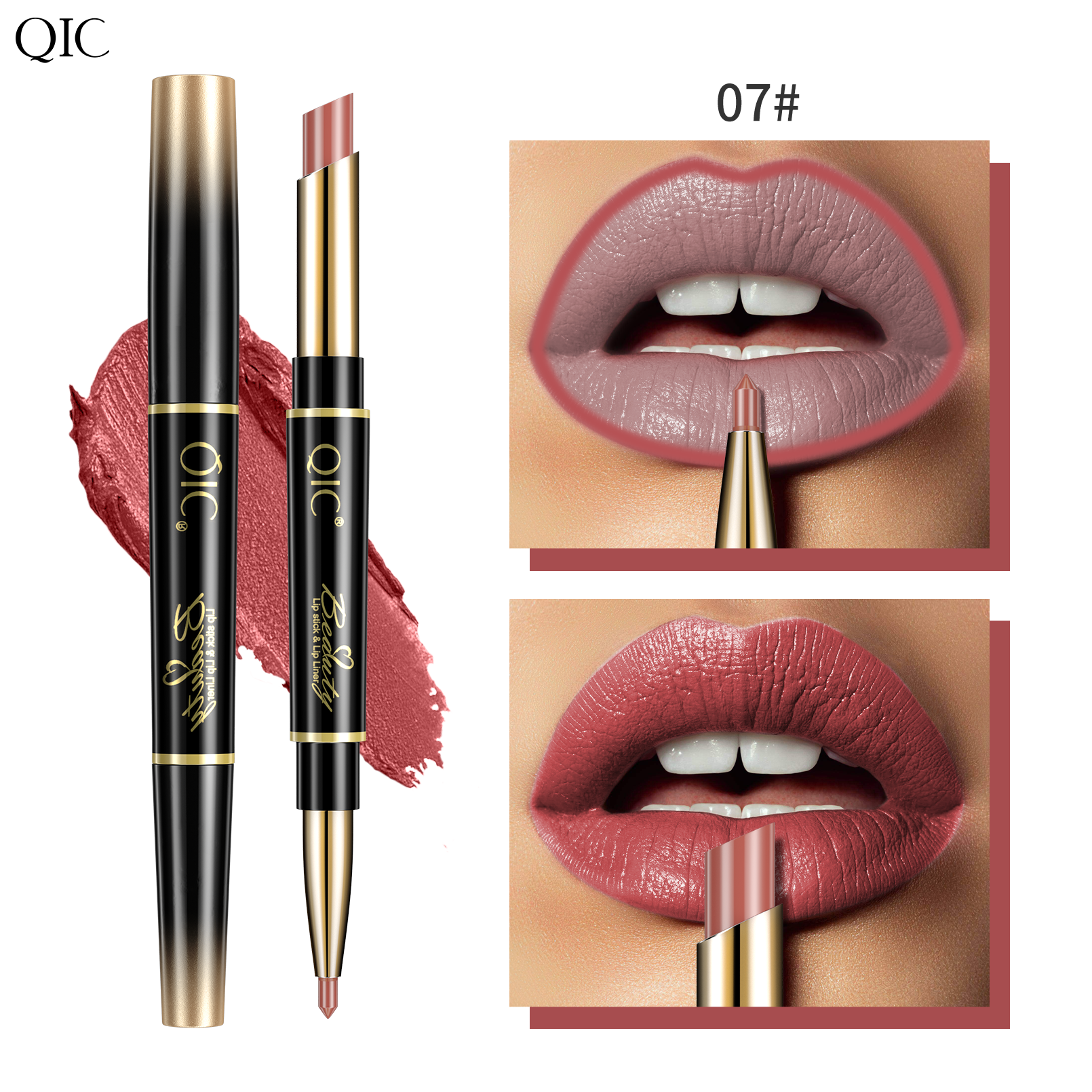 2-in-1 Dual-Ended Lipstick & Liner ✨ Matte Waterproof & Transfer-Proof! 💋 24H Non-Smudge Lip Combo 🌟 Kiss-Proof #LipHack #MatteLip #AllDayWear