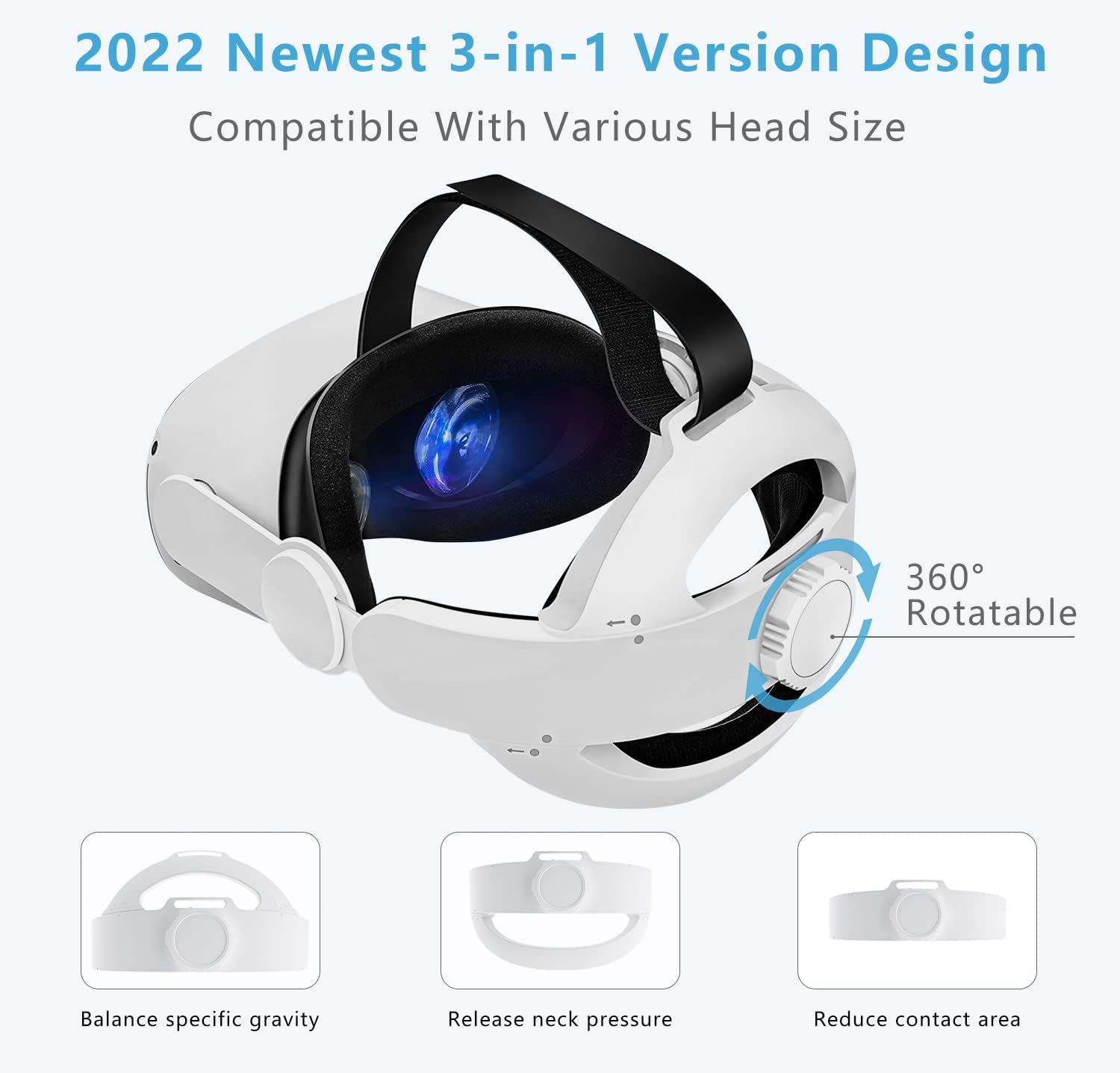 🔥TikTok Viral Oculus Quest 2 Head Strap | 3-in-1 Adjustable Halo Pro Comfort! Elite Strap Replacement for Meta Quest 2 - Gaming Immersion VR Accessories 2025⚡