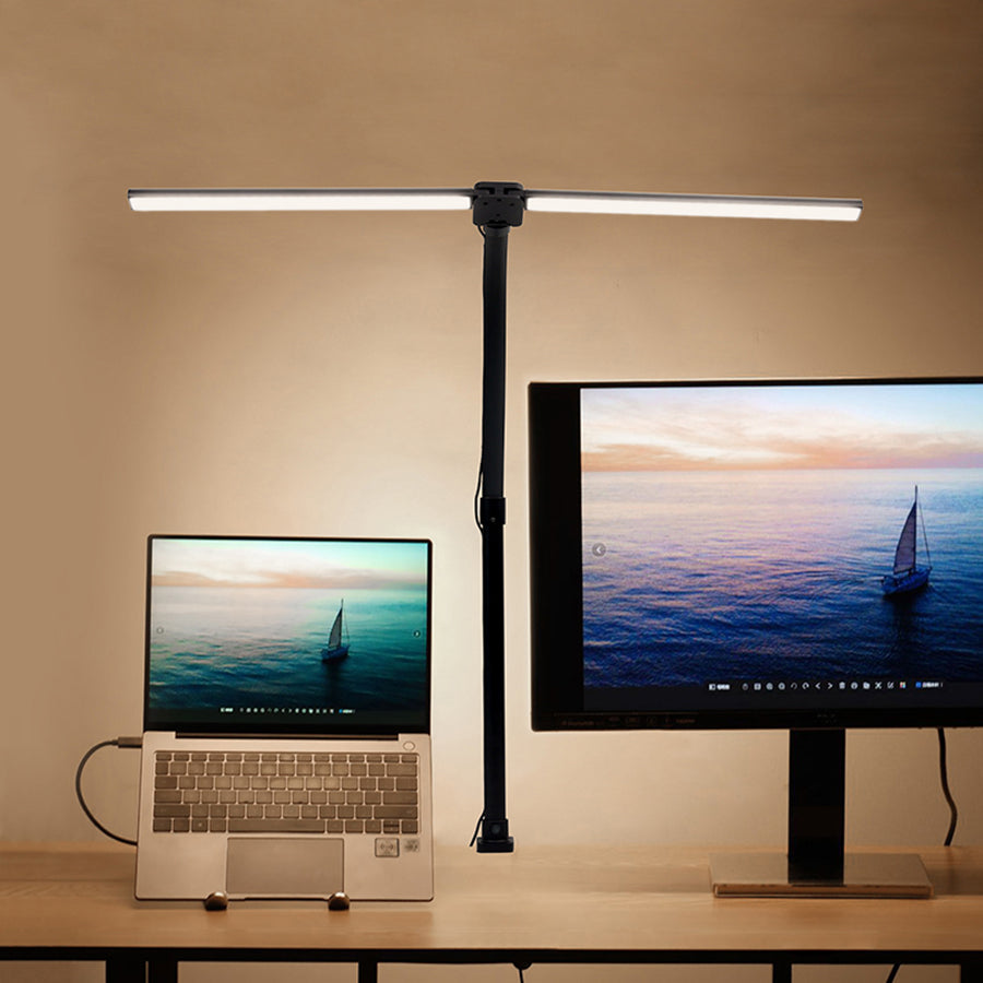 💡🔥 Double Head LED Desk Lamp with Remote Control | 24W Ultra Bright⚡Clamp & Gooseneck🌟【Pro Study/Gaming Mode】Dimmable Office Lighting - Adjustable Black Table Lamp for Home Office