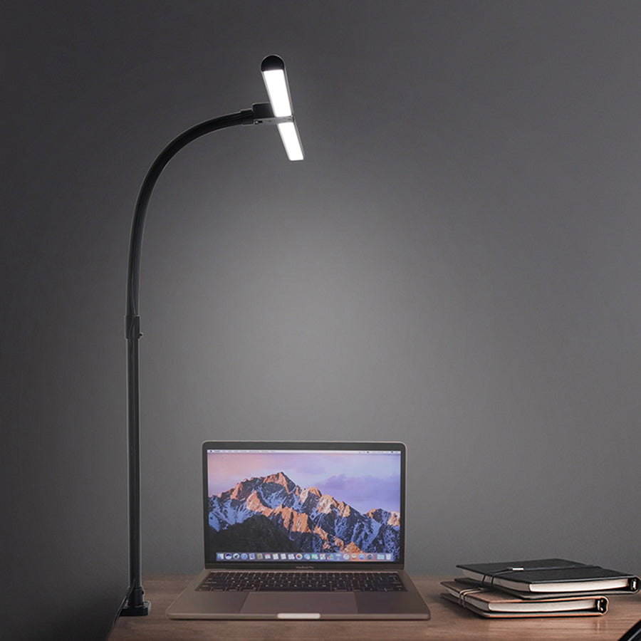 💡🔥 Double Head LED Desk Lamp with Remote Control | 24W Ultra Bright⚡Clamp & Gooseneck🌟【Pro Study/Gaming Mode】Dimmable Office Lighting - Adjustable Black Table Lamp for Home Office