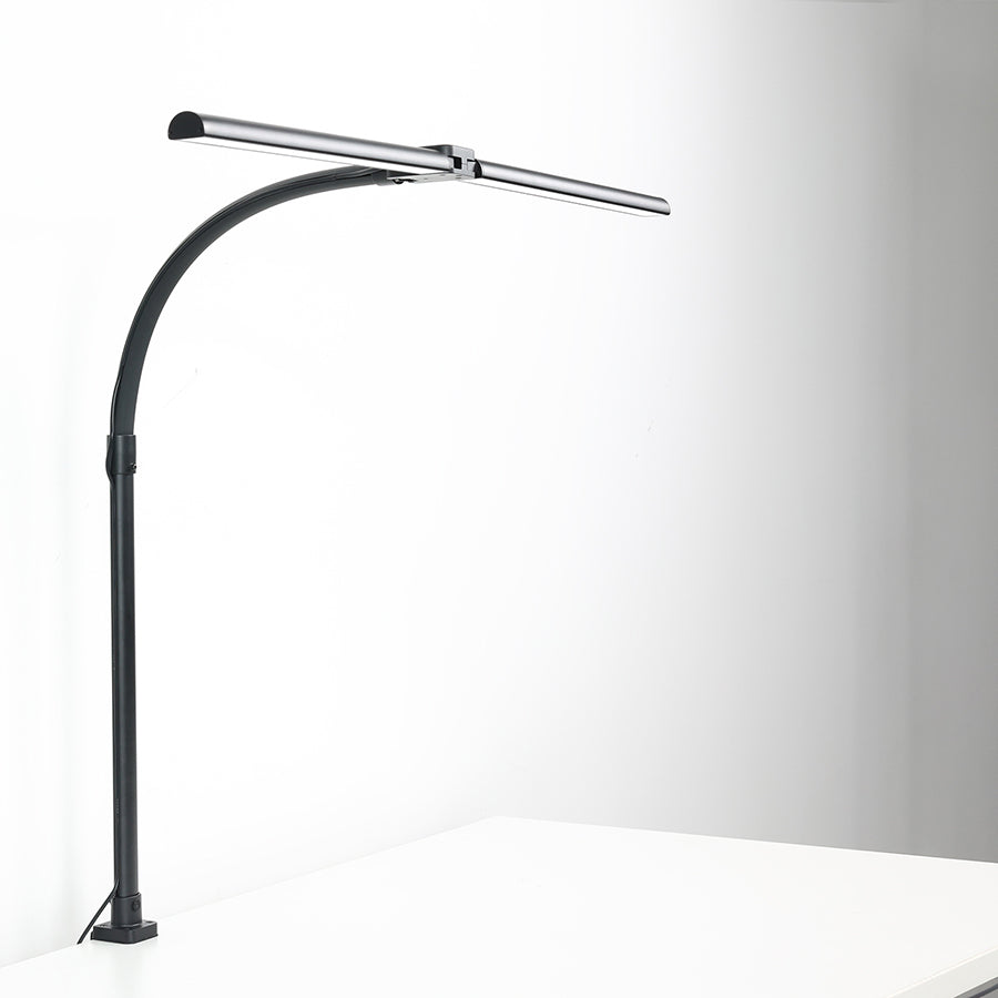 💡🔥 Double Head LED Desk Lamp with Remote Control | 24W Ultra Bright⚡Clamp & Gooseneck🌟【Pro Study/Gaming Mode】Dimmable Office Lighting - Adjustable Black Table Lamp for Home Office