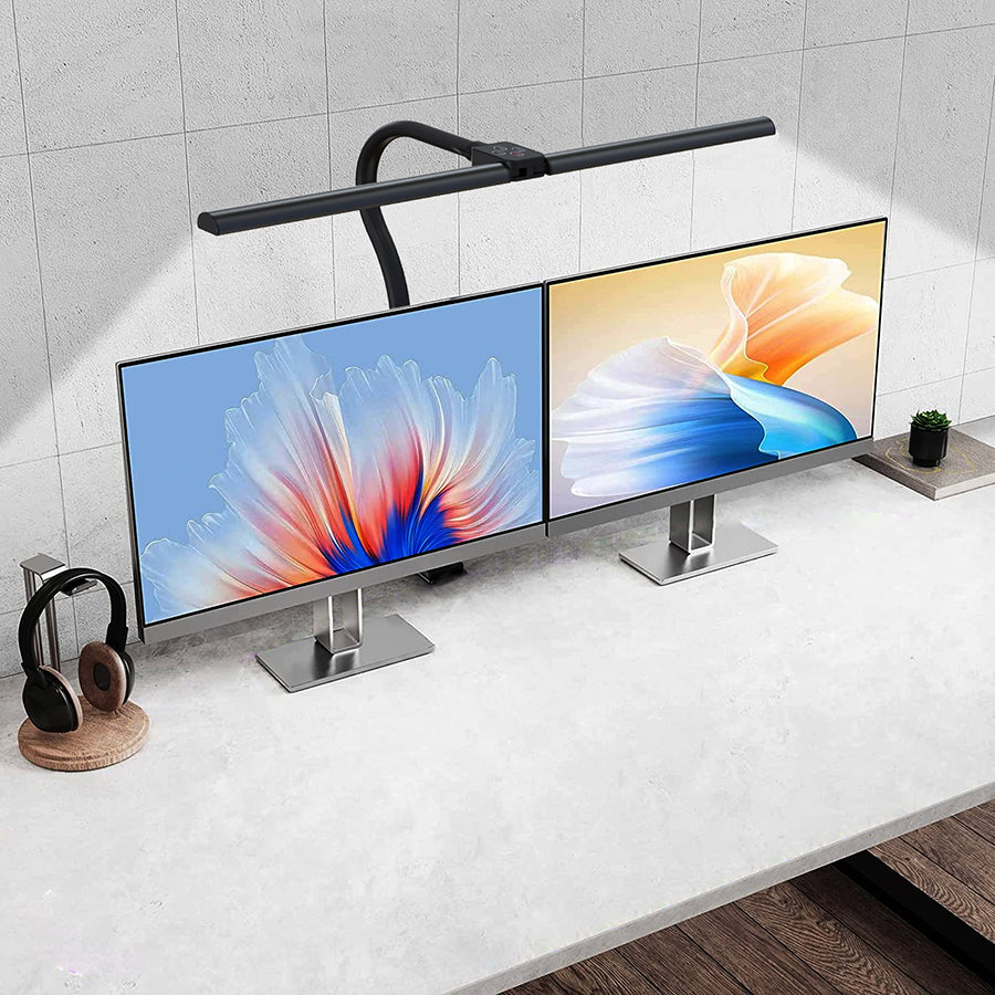 💡🔥 Double Head LED Desk Lamp with Remote Control | 24W Ultra Bright⚡Clamp & Gooseneck🌟【Pro Study/Gaming Mode】Dimmable Office Lighting - Adjustable Black Table Lamp for Home Office
