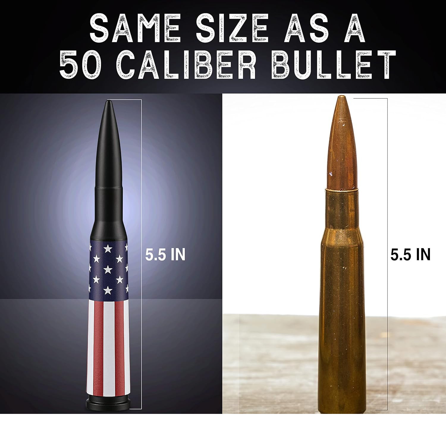 🚨 Bullet Antenna for Dodge Ram & Ford F-Series | Anti-Theft Lock⚡【Truck Pro】🇺🇸Flag Design Radio Antenna F150/F250/F350/Raptor/Bronco (1990-Current) - 360° Signal Booster