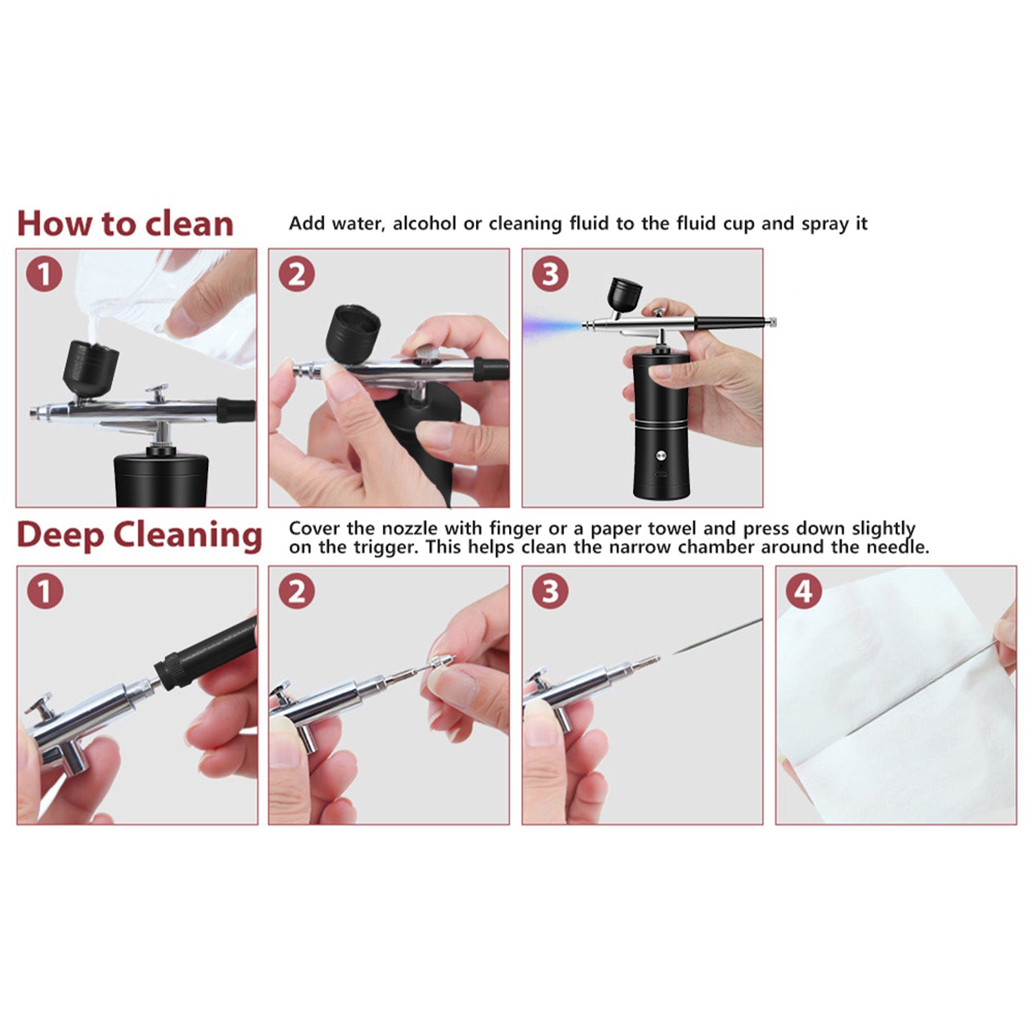 🎨🔥 Rechargeable Cordless Airbrush Kit 30PSI | 10-in-1 Pro Spray Gun⚡60 Min Runtime🌟【Nails/Cake/Barber】Portable Compressor for Makeup, Painting, Cookie Decor (Black)
