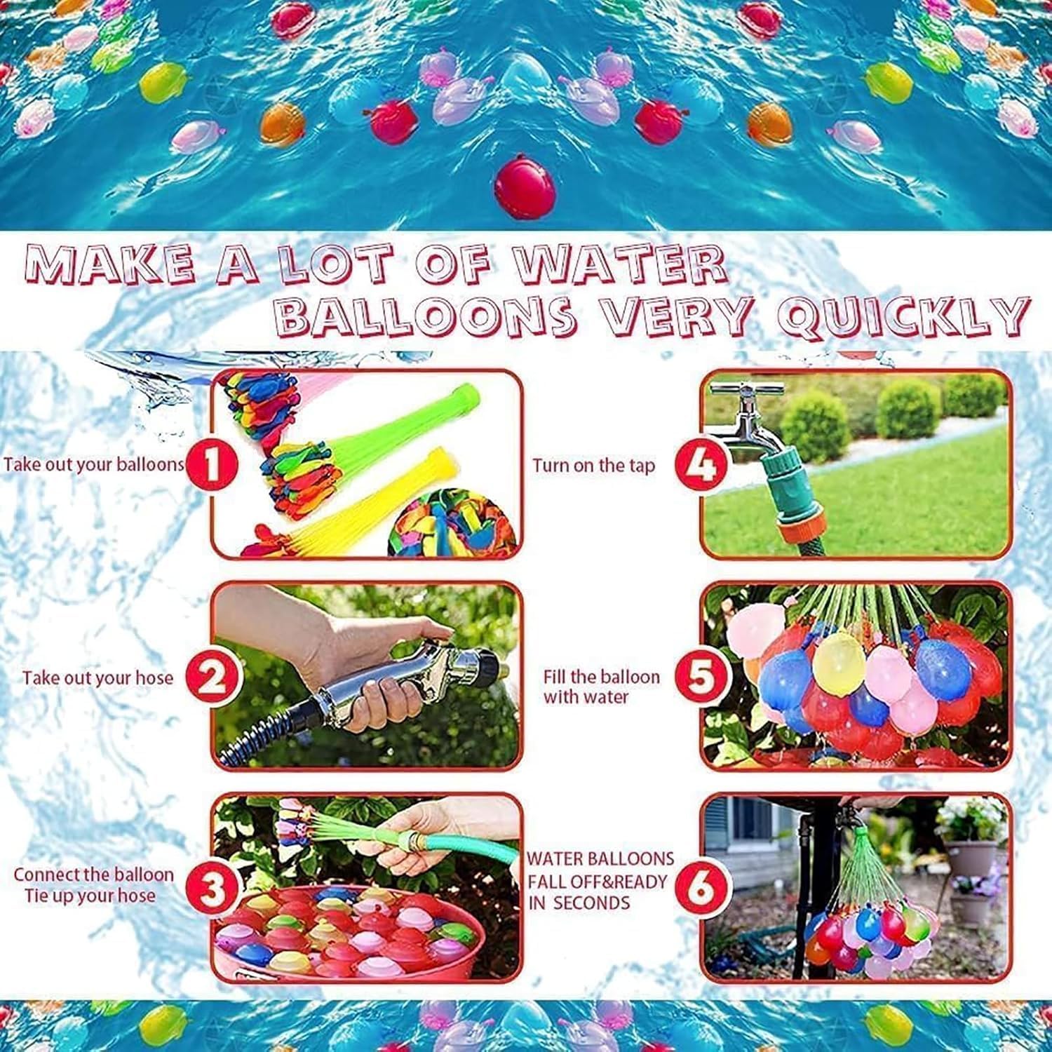999-Pack Self-Sealing Water Balloons ✨ 5-Second Fill & Splash Magic 💦 Bulk Party Ammo for Epic Summer Battles 🔥 No-Tie Hassle, Max Explode Fun 🌟 #SummerFun #WaterBalloonHack