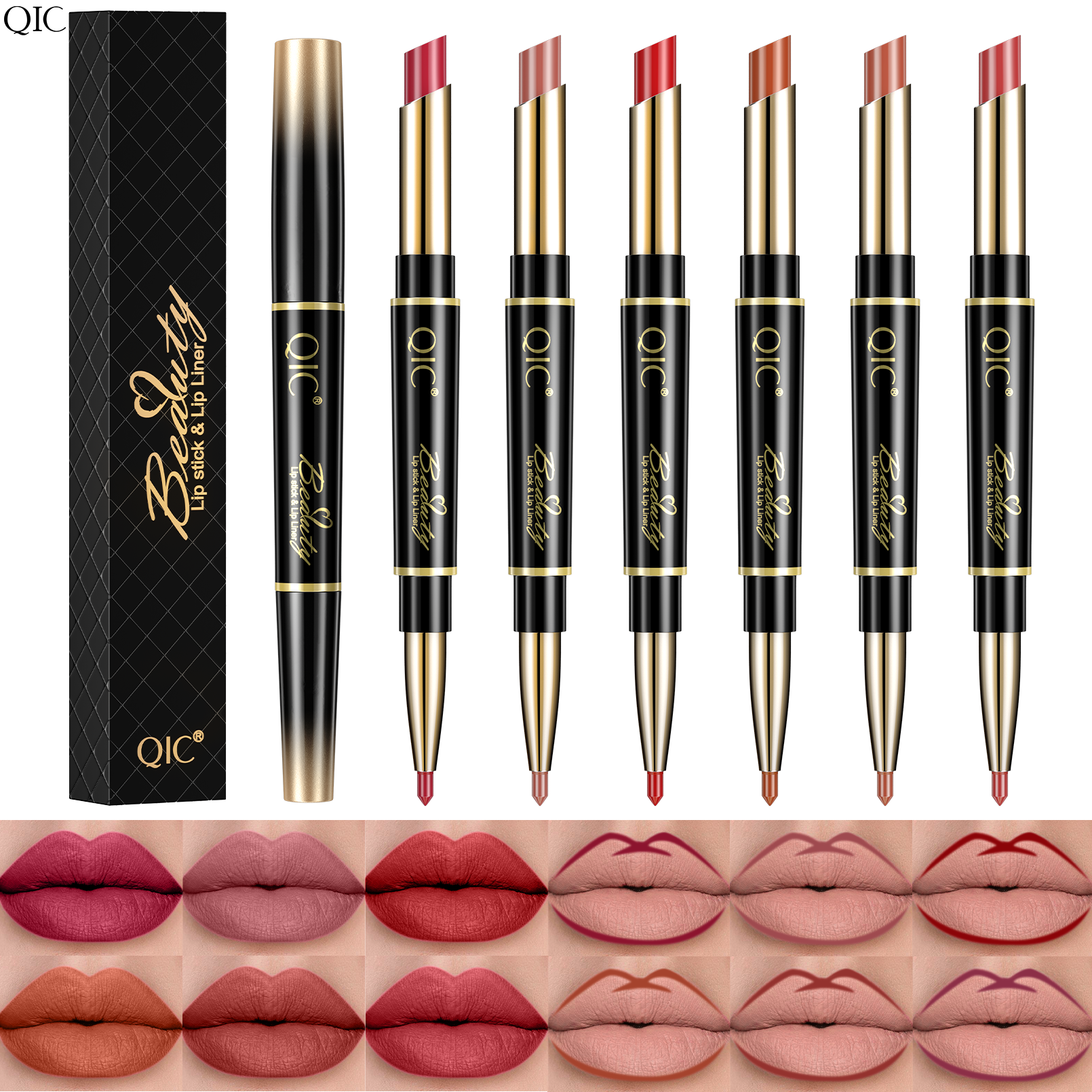 2-in-1 Dual-Ended Lipstick & Liner ✨ Matte Waterproof & Transfer-Proof! 💋 24H Non-Smudge Lip Combo 🌟 Kiss-Proof #LipHack #MatteLip #AllDayWear