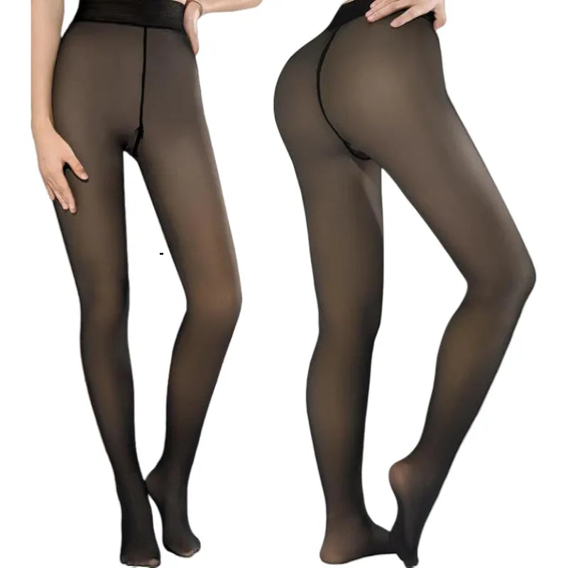 Thick Thermal Tights For Women Sexy Translucent Slim Fleece Tights Warm Velvet Pantyhose Female Plus Size Thermal Leggings