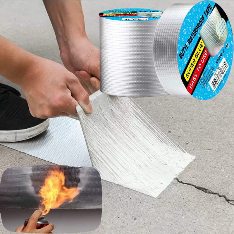 🔥 1.0mm Fiber-Reinforced Aluminum Butyl Tape | 5X Stronger Adhesion⚡ASTM Certified🌟【Roof/Pool/Pipe Pro】Waterproof Sealant with Super Thicken Fiber - 10X Durable Than Duct Tape