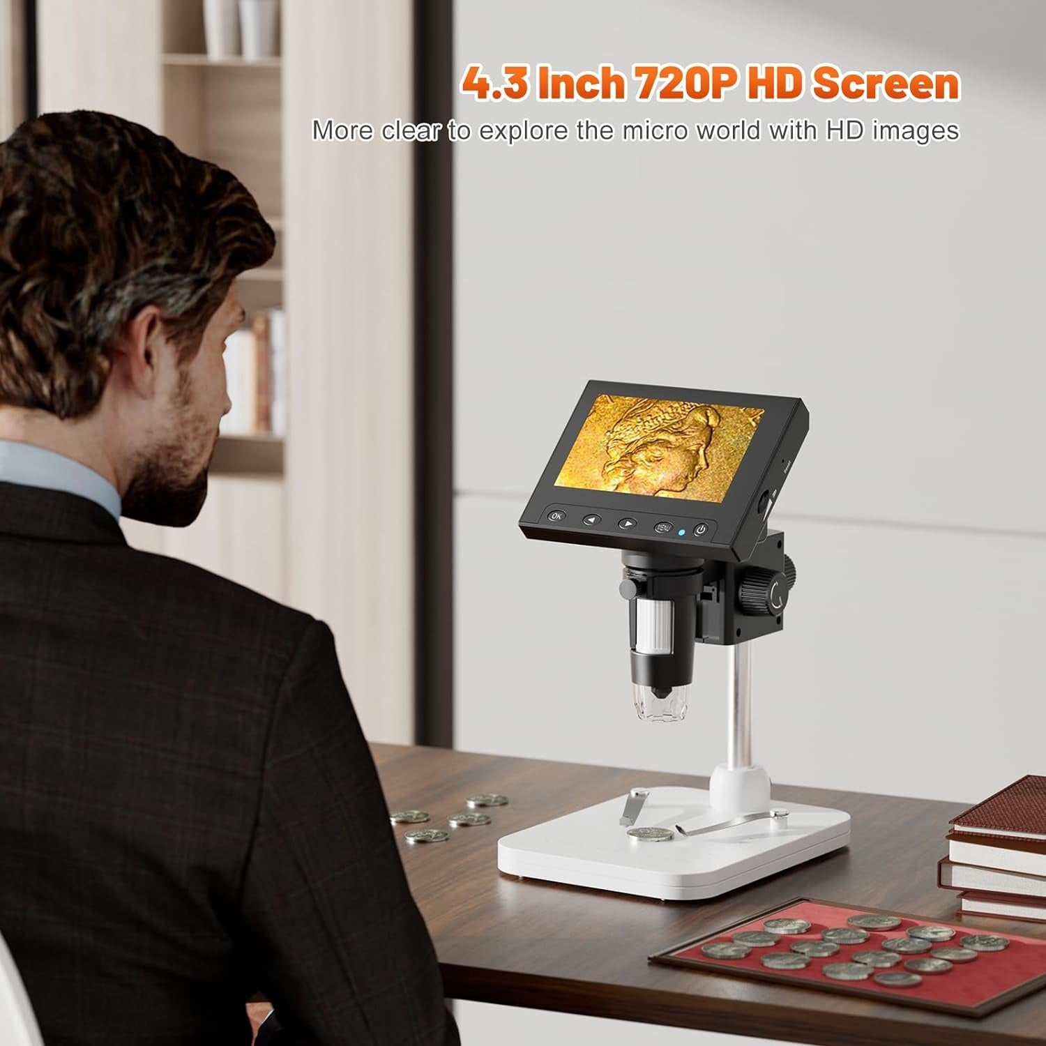 🔍 1000X Digital Coin Microscope with 4.3
