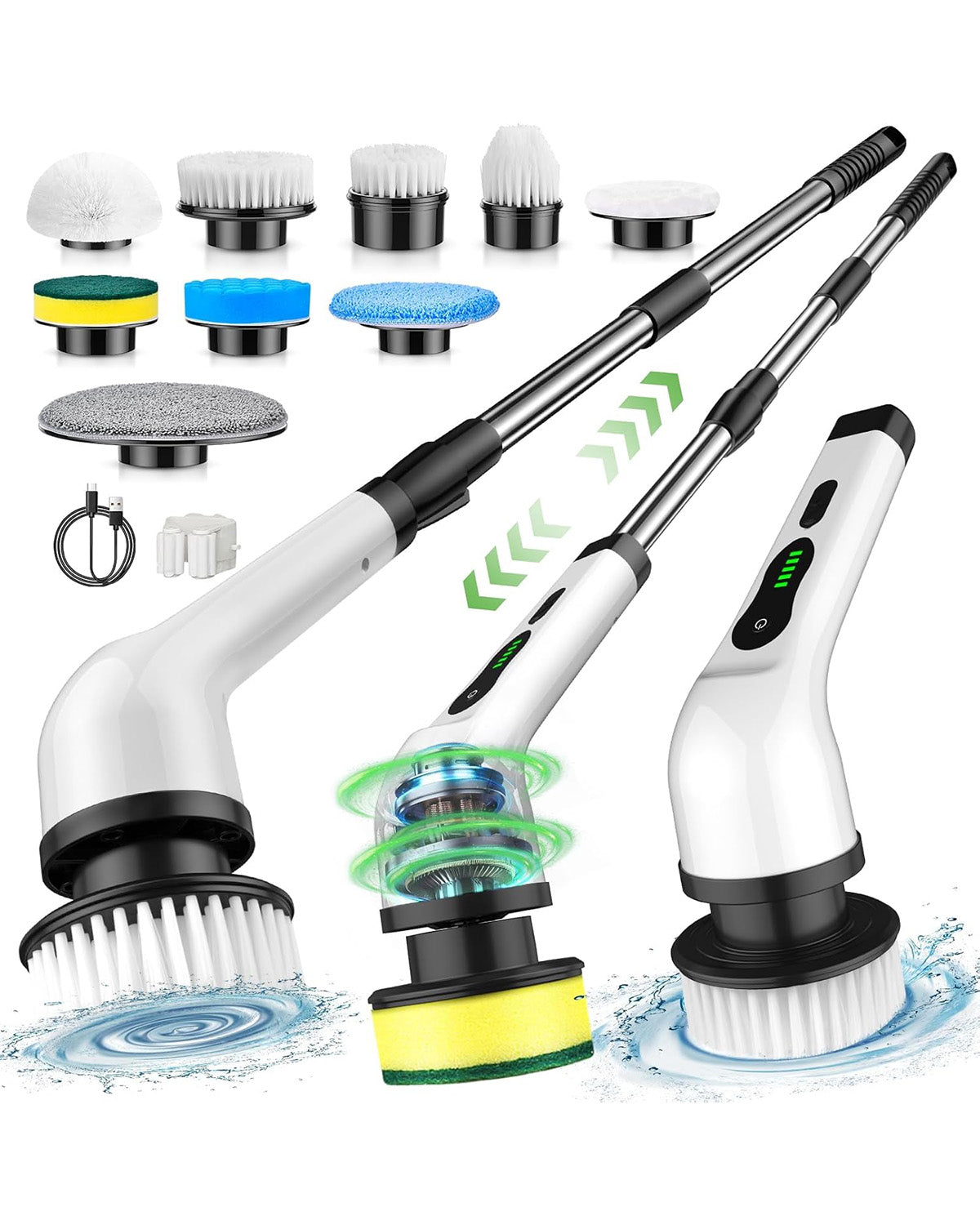 🔥 Electric Spin Scrubber Cordless Pro | 9 Heads⚡2H Runtime🌟【Deep Clean Kit】Dual-Speed IPX7 Waterproof - Bath/Tile/Car Grout Cleaner with 39