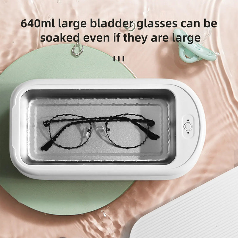 ✨ Ultrasonic Glasses Cleaner Pro with 30s Deep Clean | 3-in-1 Jewelry Cleaner⚡Portable & Waterproof🌟【Dentist-Approved】Sonic Cleaning Machine for Eyeglasses, Earrings, Necklaces