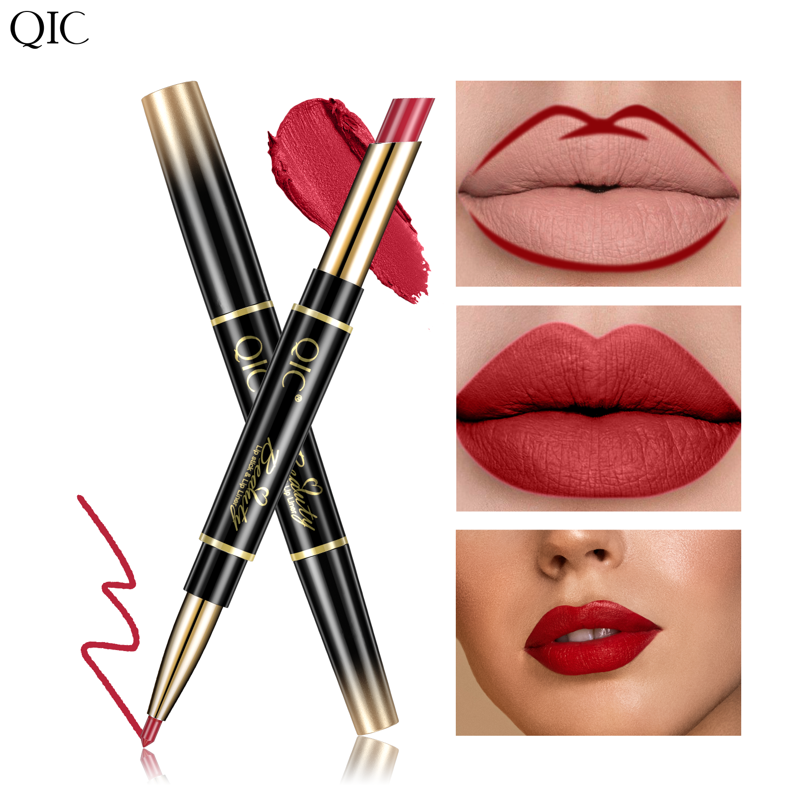 2-in-1 Dual-Ended Lipstick & Liner ✨ Matte Waterproof & Transfer-Proof! 💋 24H Non-Smudge Lip Combo 🌟 Kiss-Proof #LipHack #MatteLip #AllDayWear