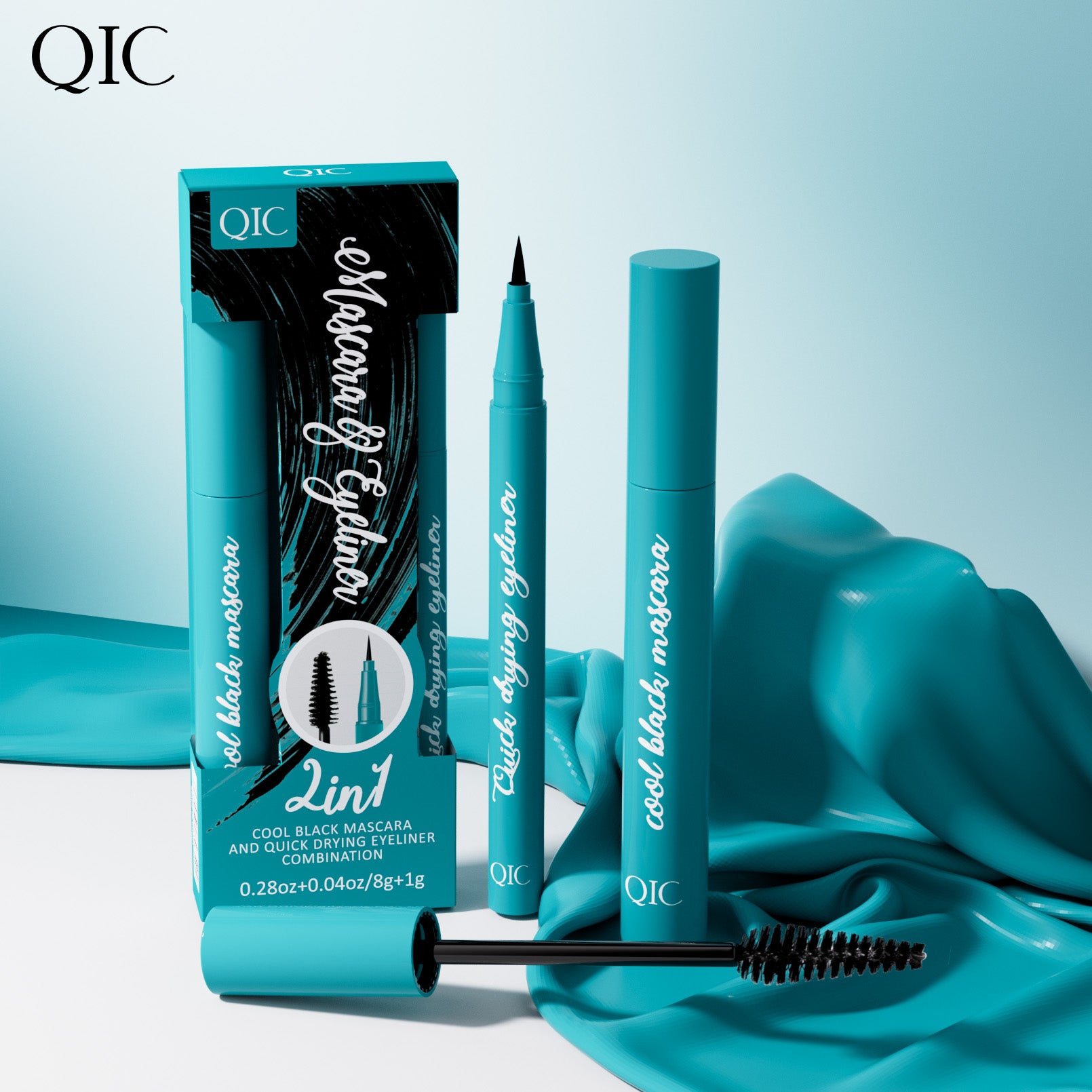 Jet Black Lash & Liner Duo ✨ 24H Waterproof & Sweatproof! 💦 Smudge-Proof Volume + Quick-Dry Winged Liner 🌟 Clump-Free #LashHack #NoPandaEyes #WaterproofMakeup