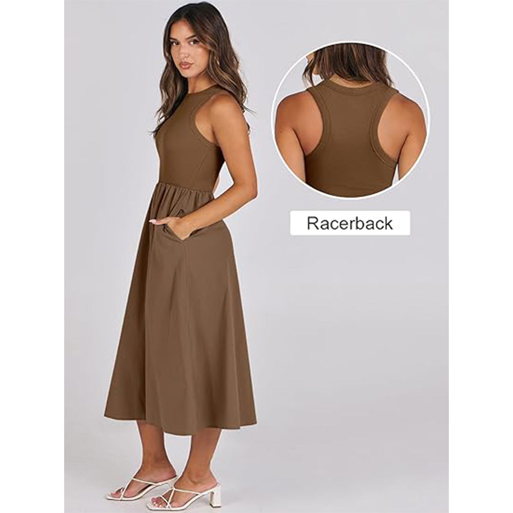 🌊Boho Beach Magic! Patchwork Knit Dress w/ Secret Pockets✨ Racerback Tank Dress💫 Flowy Midi Sundress | Summer Casual TikTok Viral