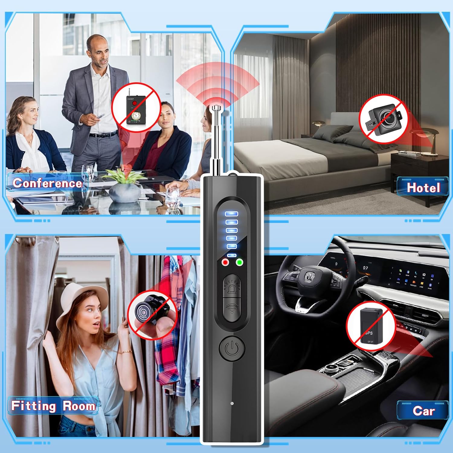 🚨📡 5-Level Sensitivity Camera & GPS Tracker Detector | Portable Hidden Device Finder for Home, Car & Travel | Privacy Protection Anywhere 🌐👜 #PrivacyTech #TravelSecurity
