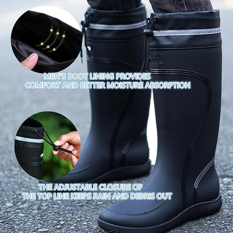 🔥 Men's Heavy-Duty Rain Boots Knee-High PVC Rubber⚡Waterproof Work Boots💪Lightweight for Gardening, Farm, Fishing【Outdoor Must-Have】