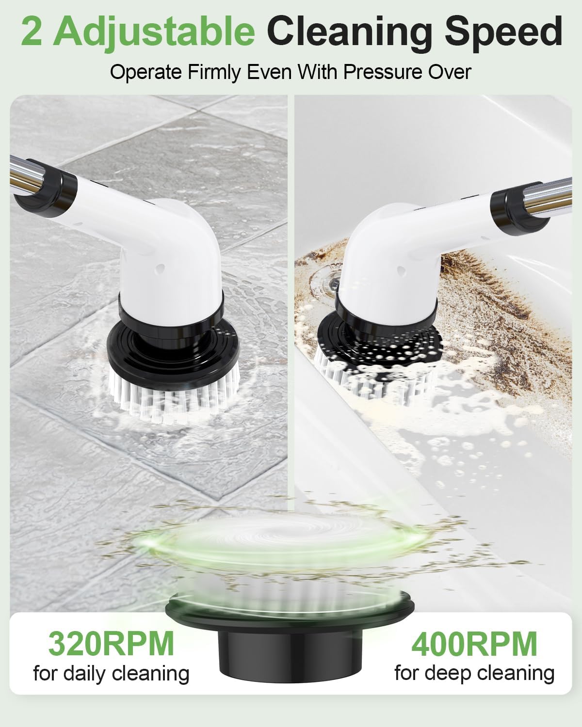 🔥 Electric Spin Scrubber Cordless Pro | 9 Heads⚡2H Runtime🌟【Deep Clean Kit】Dual-Speed IPX7 Waterproof - Bath/Tile/Car Grout Cleaner with 39