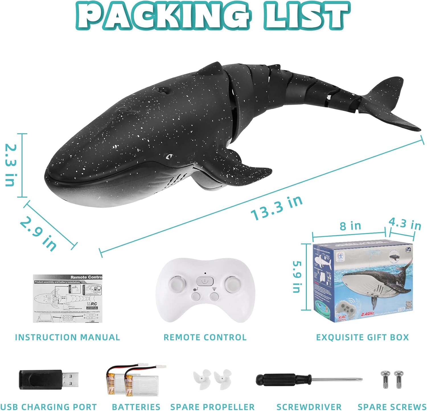 Upgraded RC Whale Shark Pool Toy ✨ 2x Battery Life & Crash-Proof Design 💦 Waterproof Remote Control Boat for Kids 6-12 🌟 Summer Splash Fun! 🔥 #PoolToys #TikTokMadeMeBuyIt