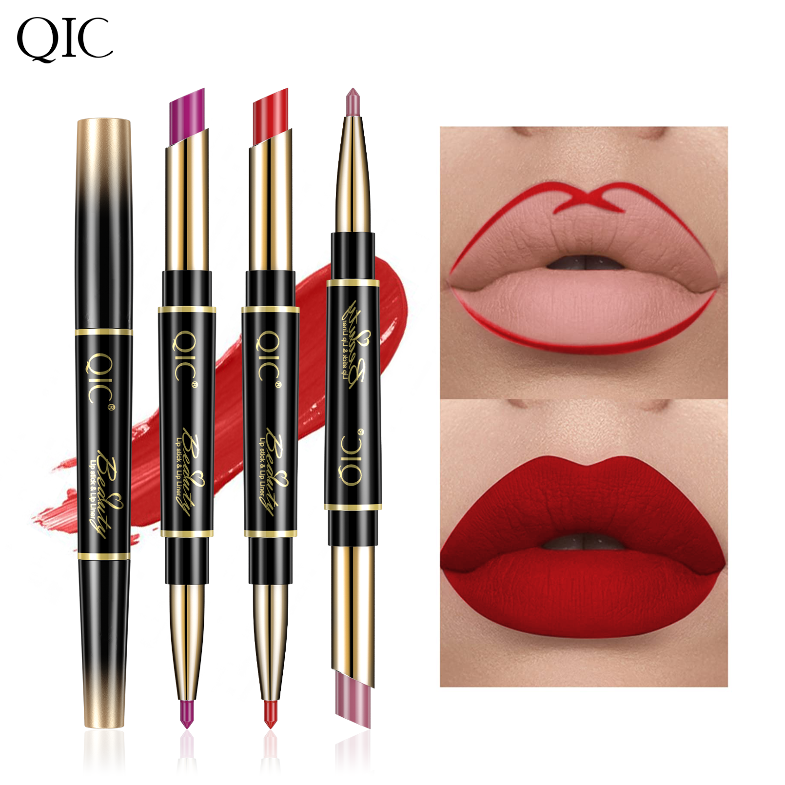 2-in-1 Dual-Ended Lipstick & Liner ✨ Matte Waterproof & Transfer-Proof! 💋 24H Non-Smudge Lip Combo 🌟 Kiss-Proof #LipHack #MatteLip #AllDayWear