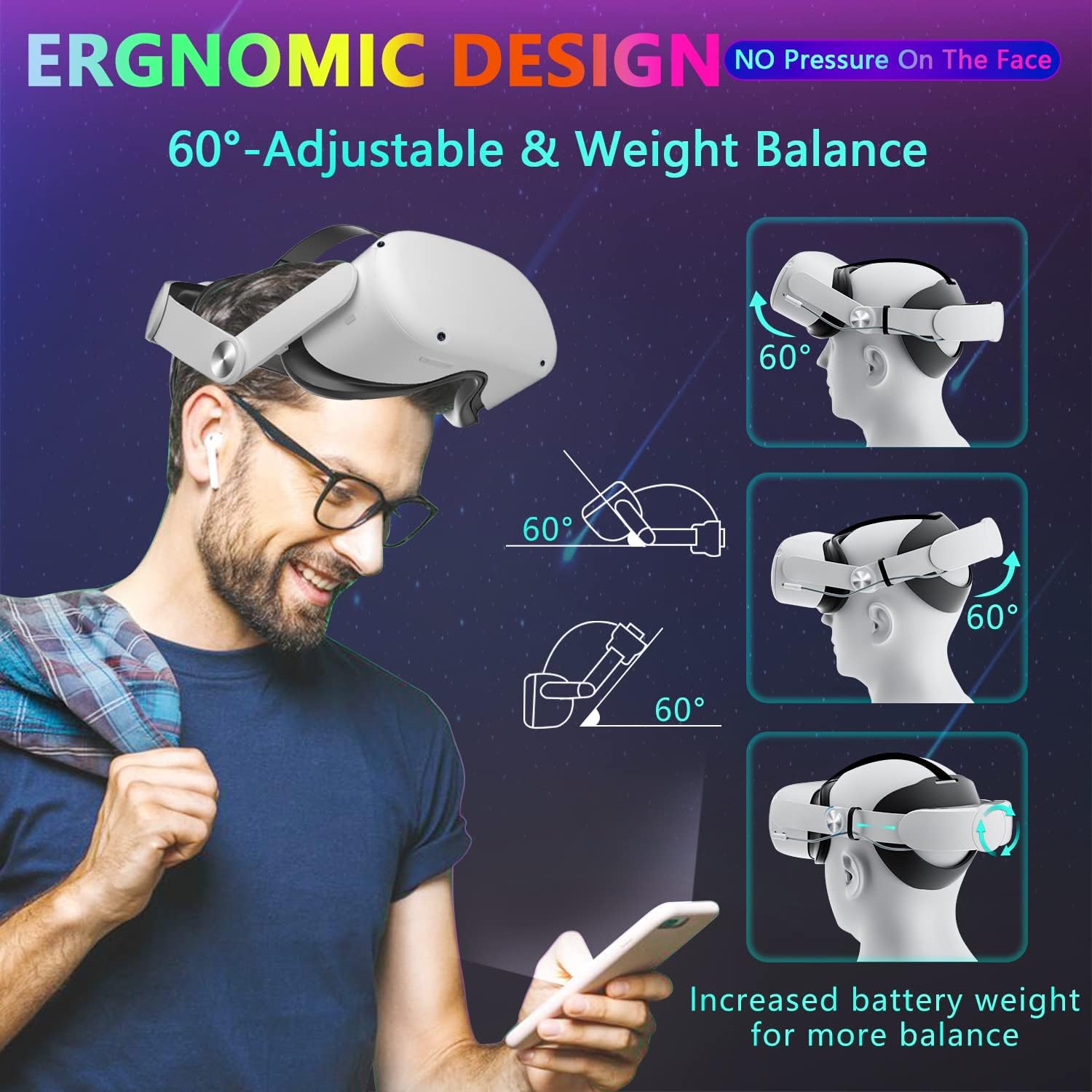 10000mAh Oculus Quest 2 Head Strap ✨ 8H Playtime & Fast Charging 💥 Elite Strap Replacement + Zero Pressure 🌟 Works w/ Meta Quest 2 🔥 #VRHacks #Quest2Upgrade