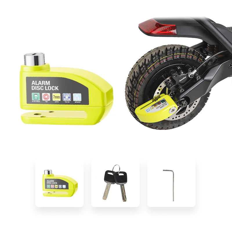 Electric Scooter Motorcycle Alarm Disc Lock Metal Waterproof Anti-theft Brakes Disc Lock Motorcycle Bicycles Scooter Bike Parts