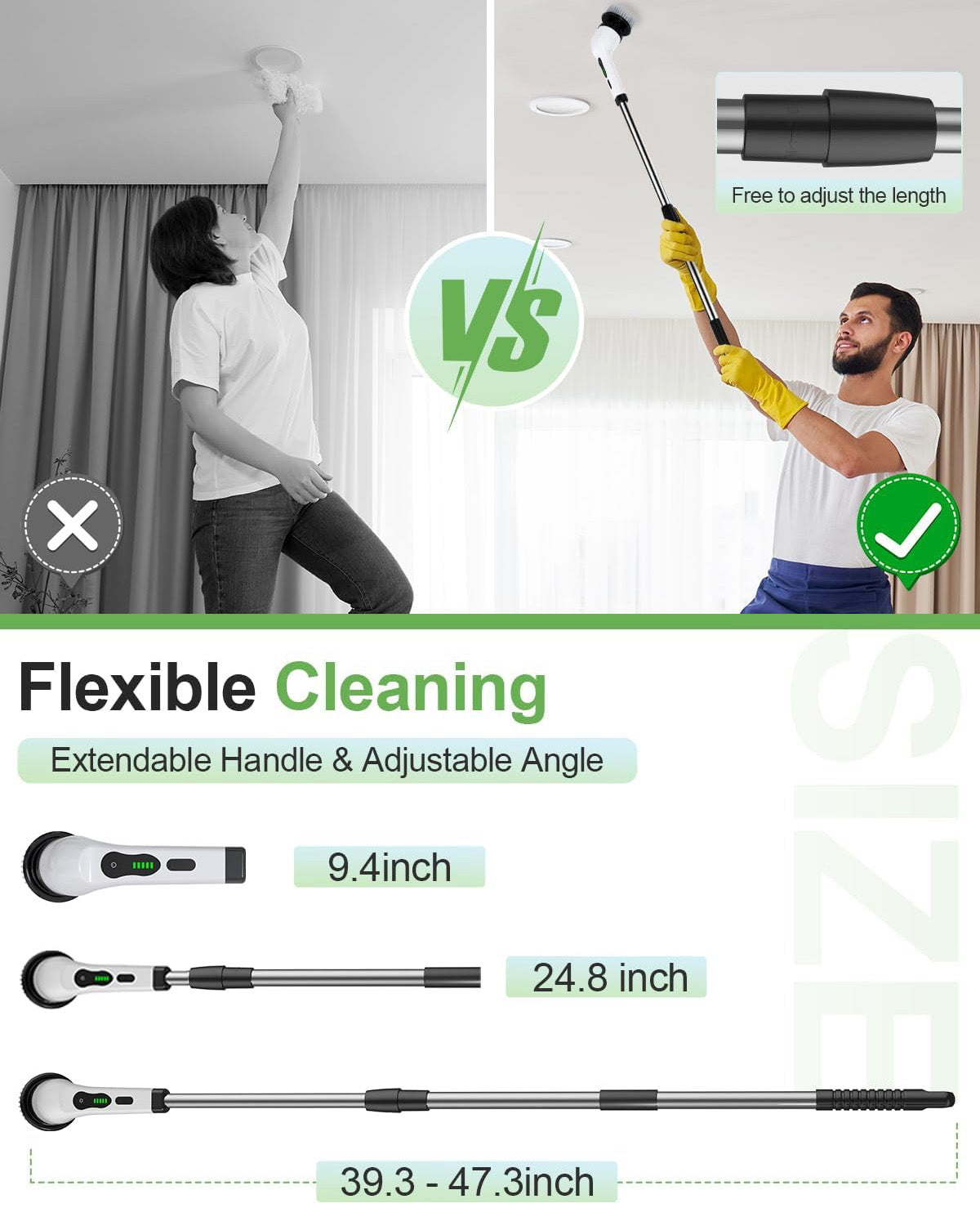 🔥 Electric Spin Scrubber Cordless Pro | 9 Heads⚡2H Runtime🌟【Deep Clean Kit】Dual-Speed IPX7 Waterproof - Bath/Tile/Car Grout Cleaner with 39