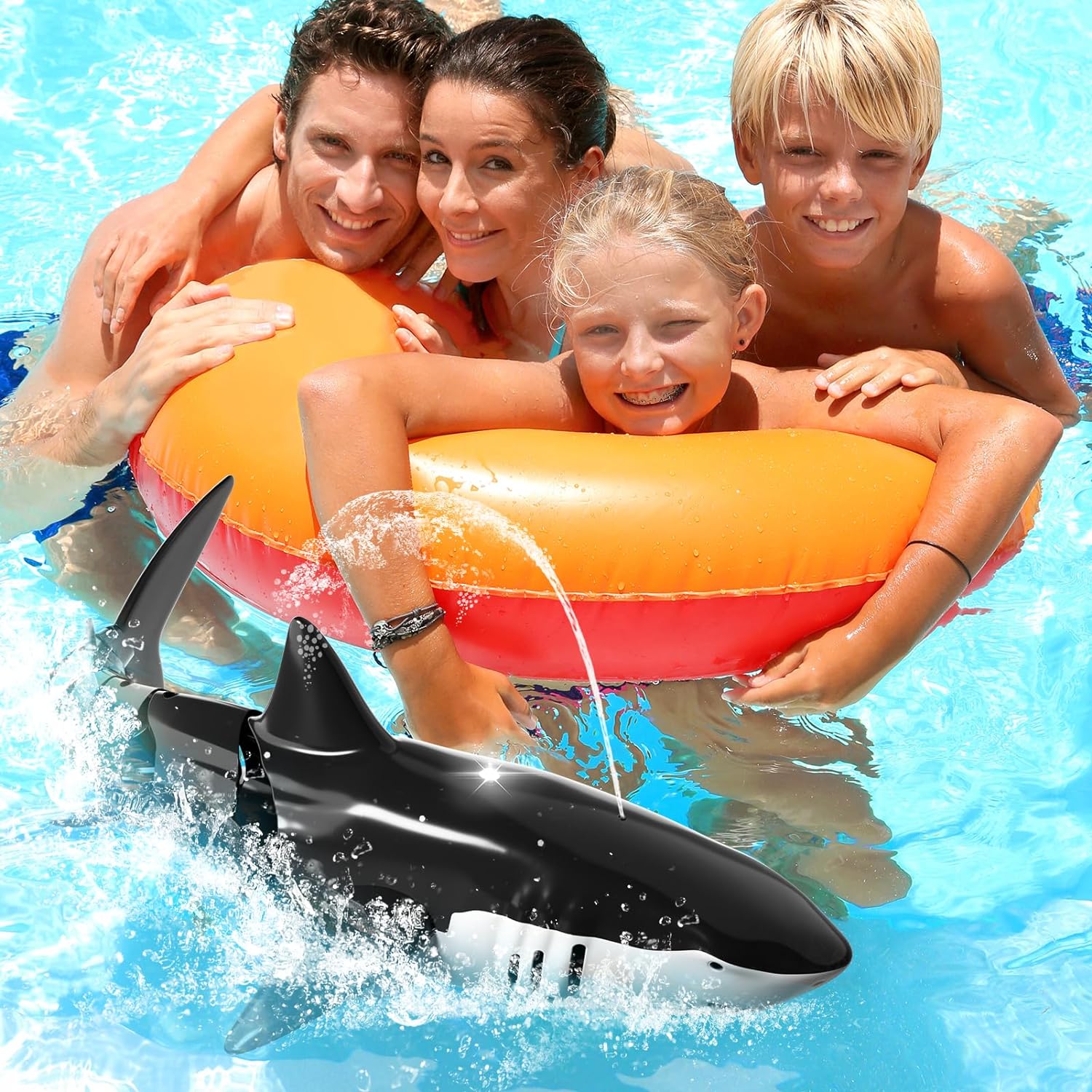 RC Shark Toy with Water Spray & LED Lights ✨ 2.4G Realistic Swim for Pools 💦 1:18 Scale + Crash-Proof Fun 🌟 Best Gift for Kids 4-9 🔥 #PoolToys #TikTokMadeMeBuyIt