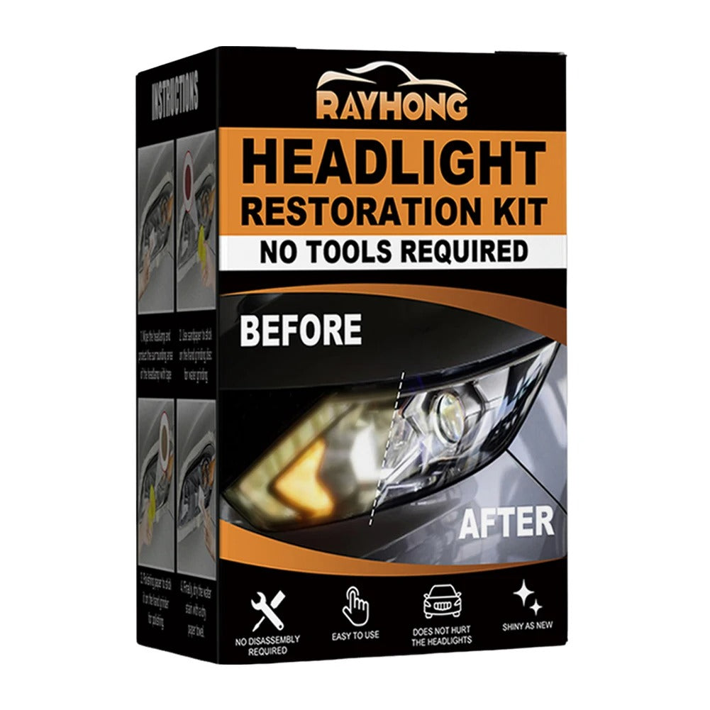 💡🔥 Headlight Restoration Kit - 5-Minute Fix! | Ceramic Shield⚡Yellow Haze Killer🌟【2-Year UV Guard】Scratch Remover for Headlight & Taillight - 3000Lumen Recovery Magic (Pro-Grade Sanding Pads)