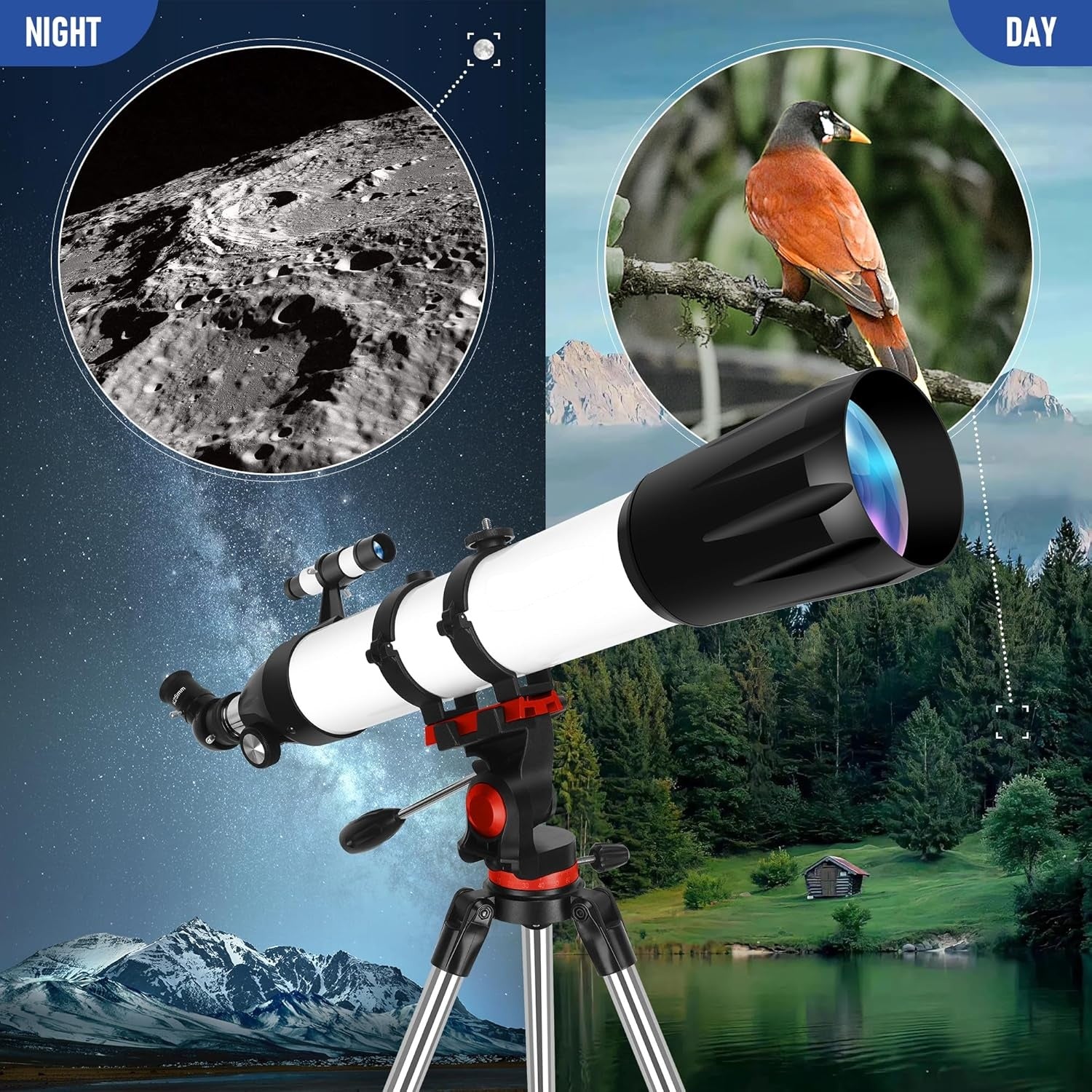 🔭🌌 90mm Aperture 800mm Refractor Telescope | High-Powered Astronomy for Adults, Kids & Beginners | Multi-Coated Optics + Phone Adapter & Carry Bag 🌟 #StargazingTech #AstronomyGear