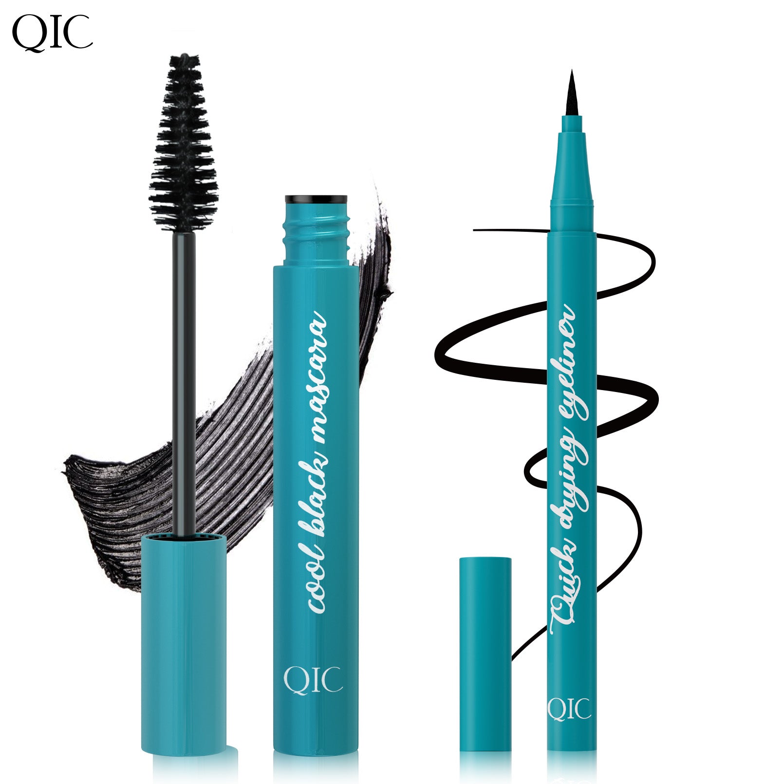 Jet Black Lash & Liner Duo ✨ 24H Waterproof & Sweatproof! 💦 Smudge-Proof Volume + Quick-Dry Winged Liner 🌟 Clump-Free #LashHack #NoPandaEyes #WaterproofMakeup