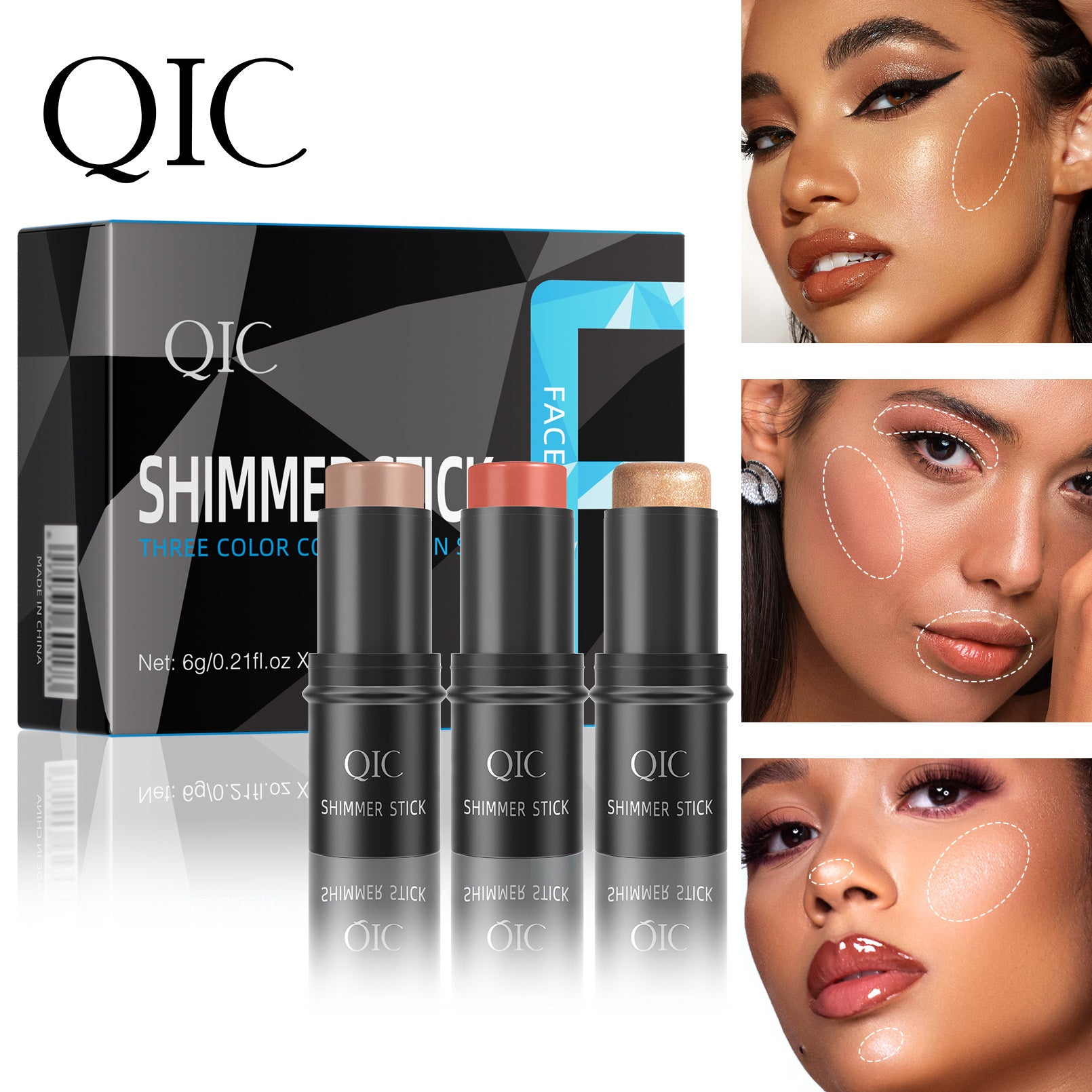 TRIPLE THREAT GLOW KIT 💎 | 3 MAGIC WANDS: CHISEL LIKE KIM K 👑, BLUSH LIKE A K-POP IDOL 🌸 + AEGYO-SAL HACK IN 3 SWIPES ✨ | FACETUNE-LEVEL CONTOUR ON THE GO 🔥 #TikTokMadeMeBuyIt