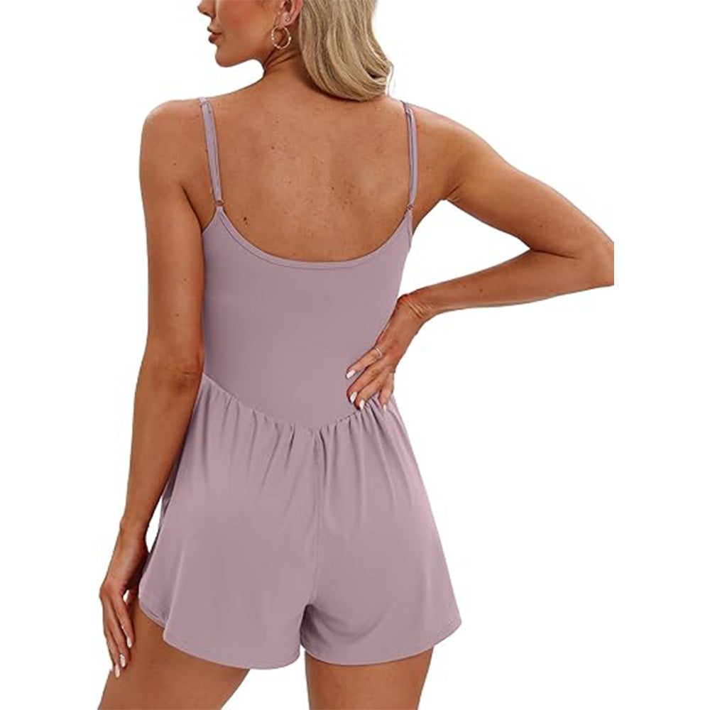 🌴Summer Breeze Essential! Double-Lined Short Romper✨ Adjustable Spaghetti Strap💃 No-Slip Sleeveless Jumpsuit | TikTok’s Hotlist