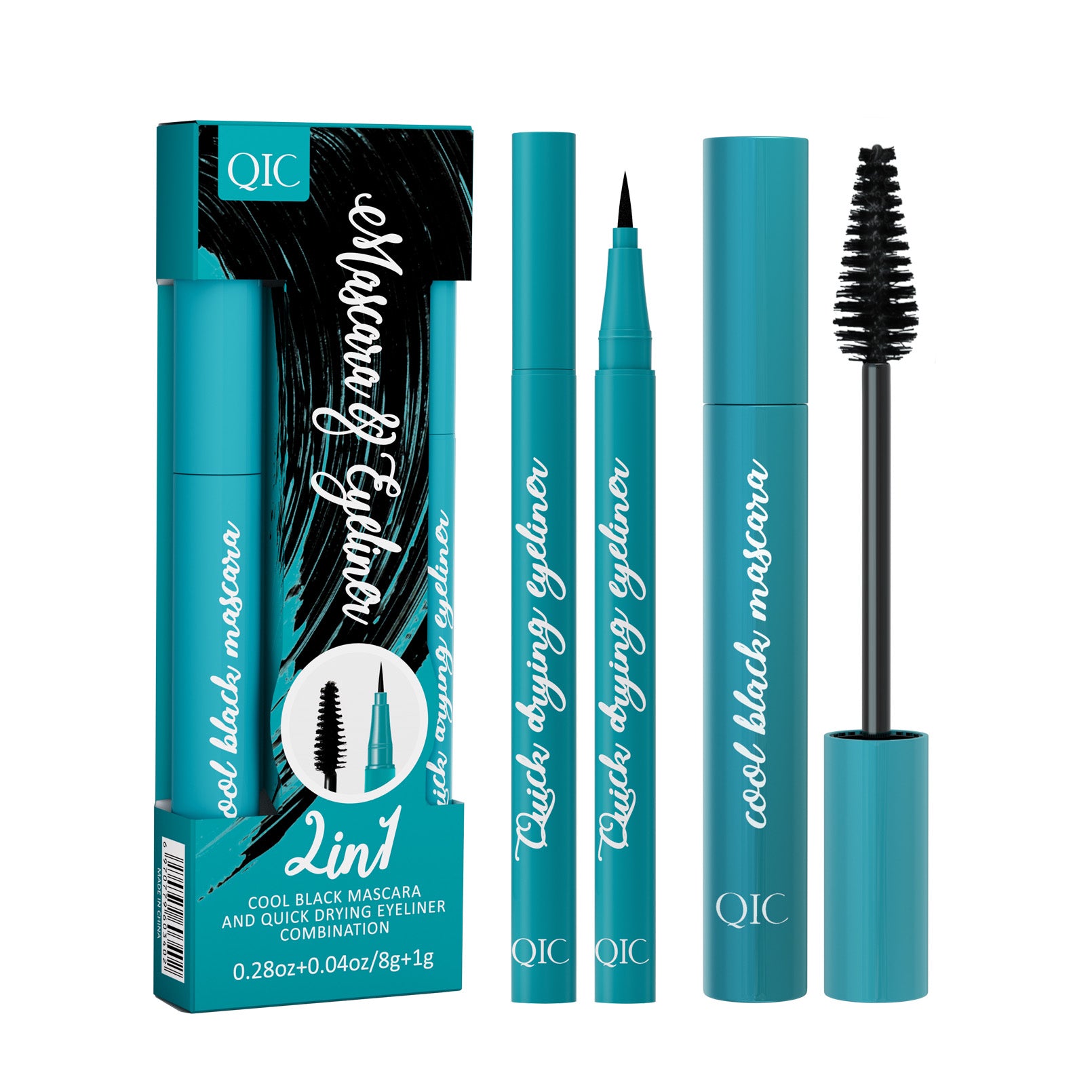 Jet Black Lash & Liner Duo ✨ 24H Waterproof & Sweatproof! 💦 Smudge-Proof Volume + Quick-Dry Winged Liner 🌟 Clump-Free #LashHack #NoPandaEyes #WaterproofMakeup