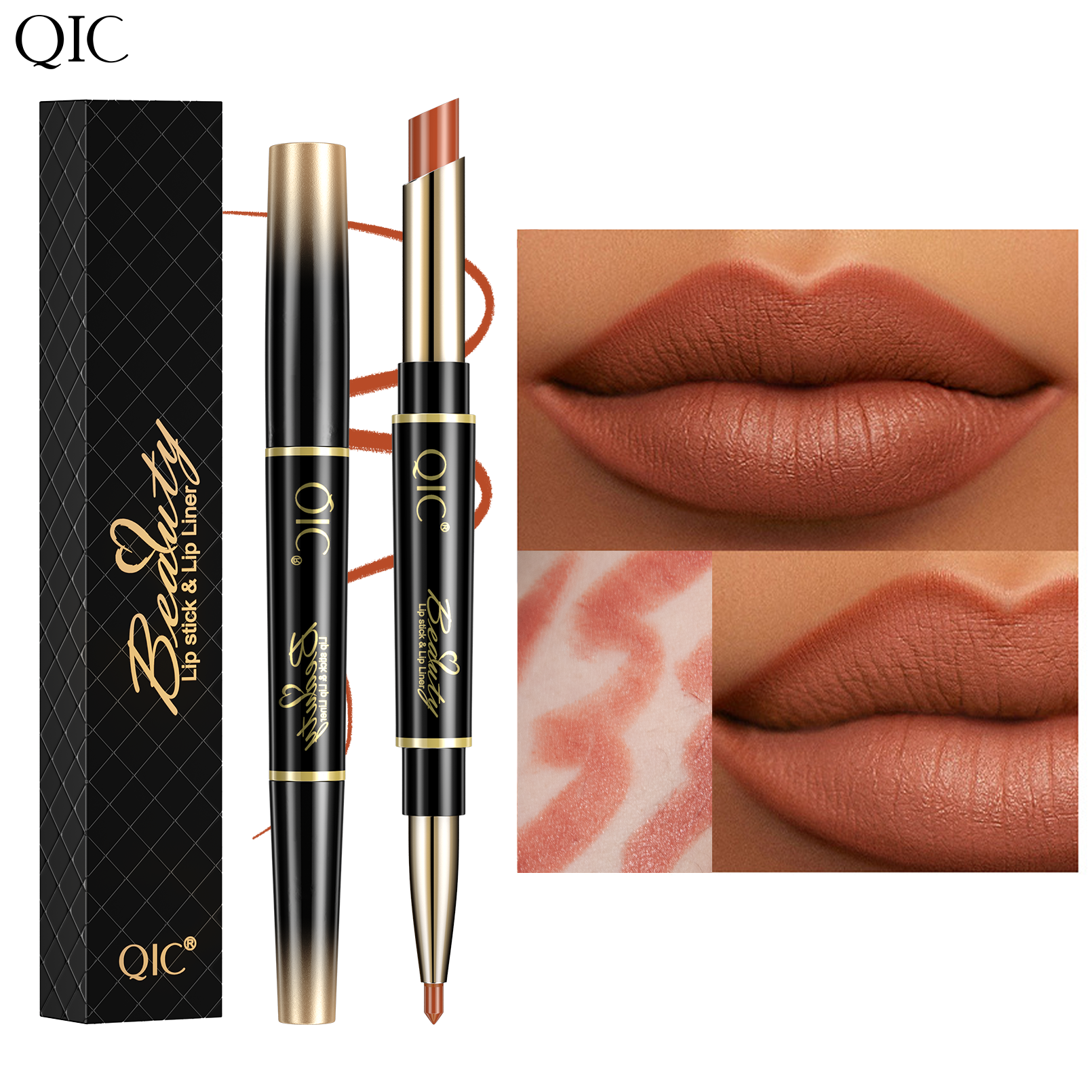 2-in-1 Dual-Ended Lipstick & Liner ✨ Matte Waterproof & Transfer-Proof! 💋 24H Non-Smudge Lip Combo 🌟 Kiss-Proof #LipHack #MatteLip #AllDayWear