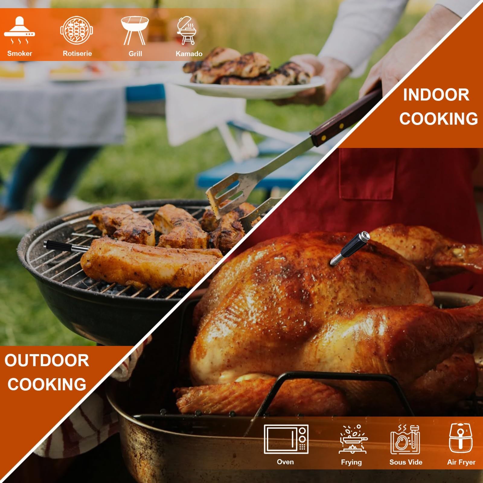🔥Smart Meat Pro Thermometer💥 Dual Temp Tracking🌪️ 500FT Bluetooth Range✨ Grill/Smoker/Oven Master | TikTok's #1 BBQ Gadget