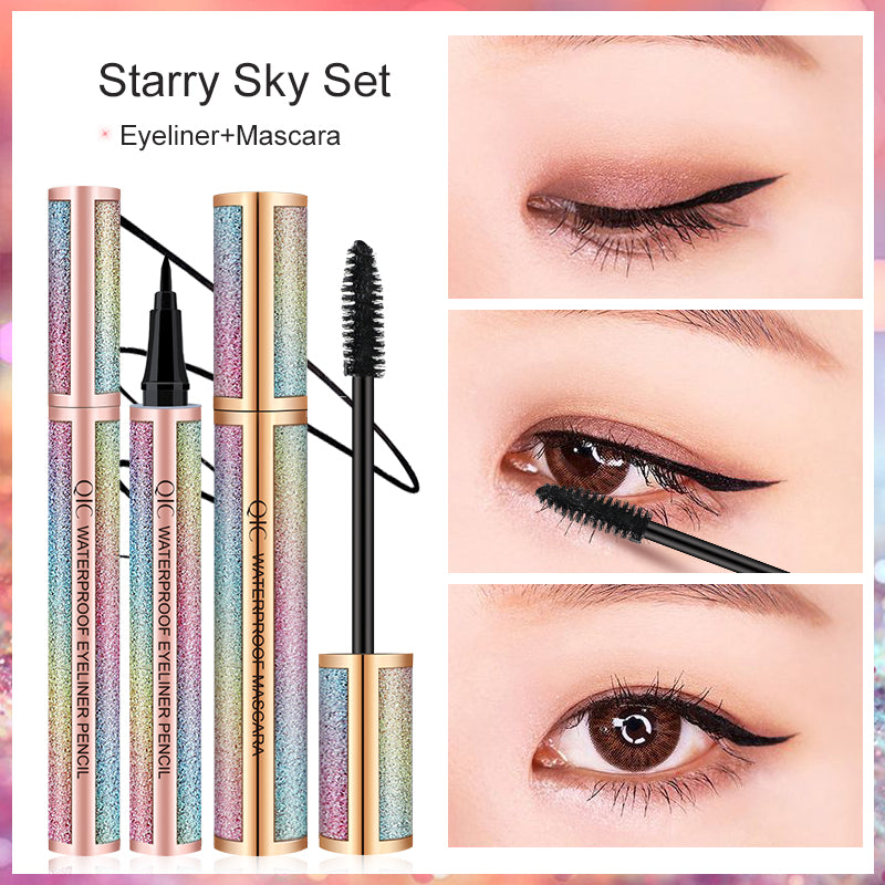 Galaxy Lash & Liner Duo ✨ Waterproof Mascara + Quick-Dry Eyeliner! 💦 24H No Smudge, Clump-Free Volume & Winged Perfection 🌟 #LashHack #EyelinerHack #NoPandaEyes