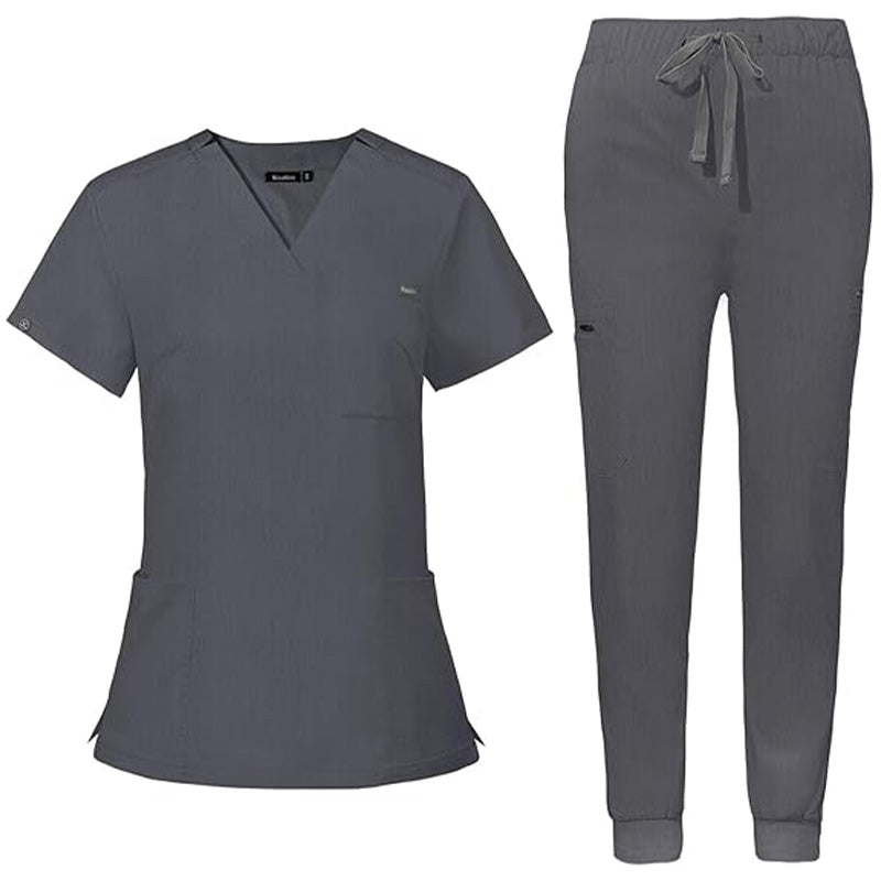 💊 3-Piece Medical Scrub Set with V-Neck Top & Yoga Joggers | 8hr ComfortFlex⚡【Nurse Pro Essentials】Anti-Wrinkle & Moisture-Wicking Uniform for Hospital/Clinic Shifts