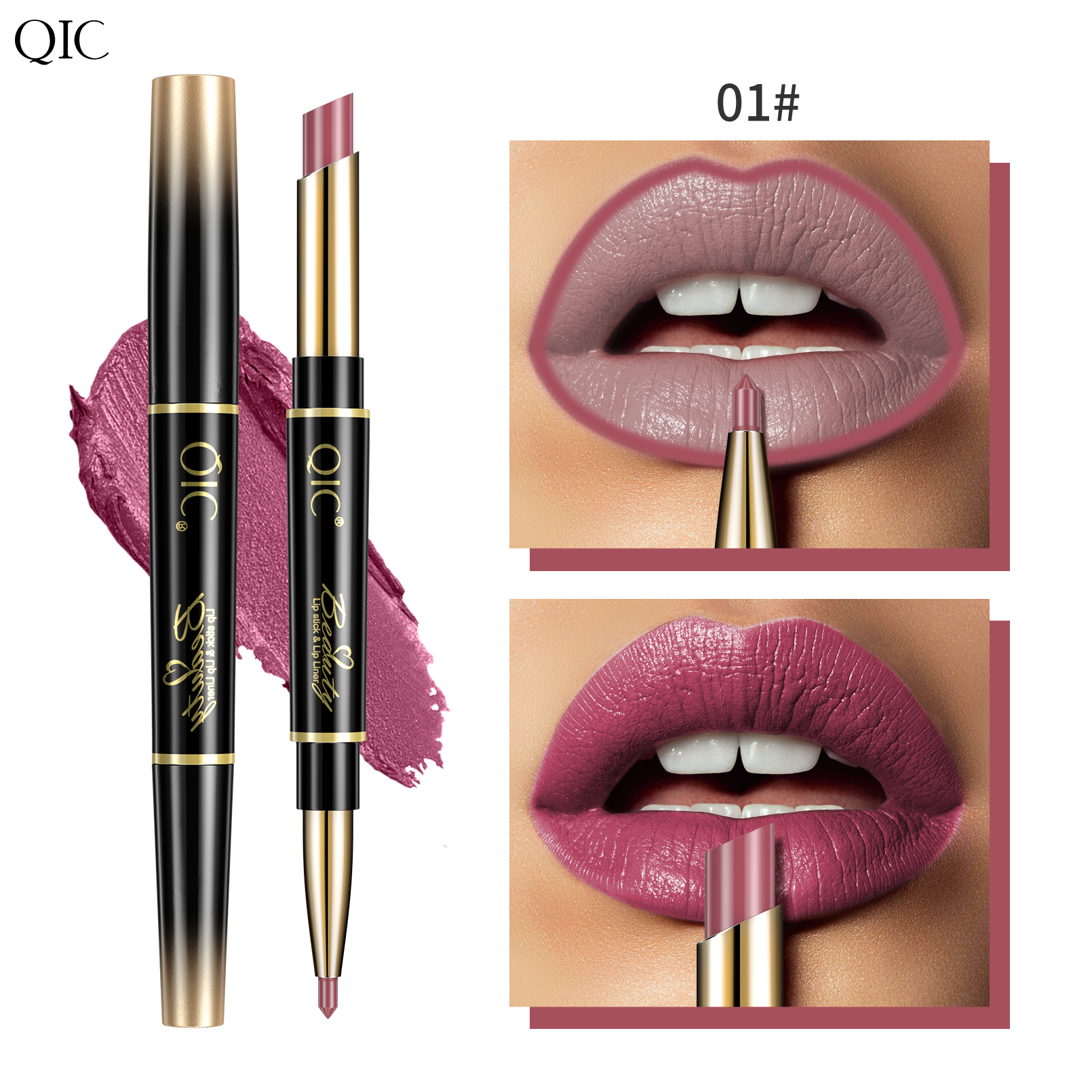 2-in-1 Dual-Ended Lipstick & Liner ✨ Matte Waterproof & Transfer-Proof! 💋 24H Non-Smudge Lip Combo 🌟 Kiss-Proof #LipHack #MatteLip #AllDayWear