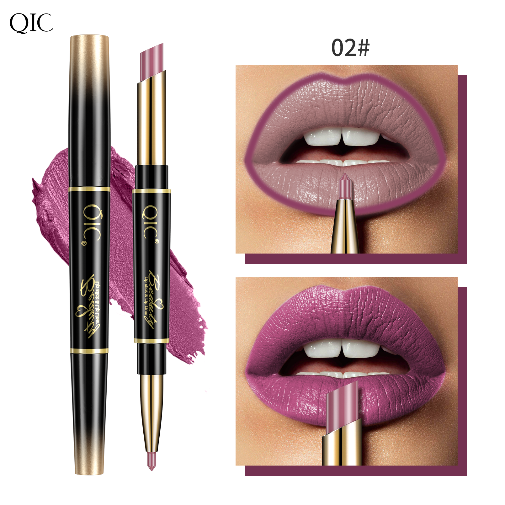 2-in-1 Dual-Ended Lipstick & Liner ✨ Matte Waterproof & Transfer-Proof! 💋 24H Non-Smudge Lip Combo 🌟 Kiss-Proof #LipHack #MatteLip #AllDayWear