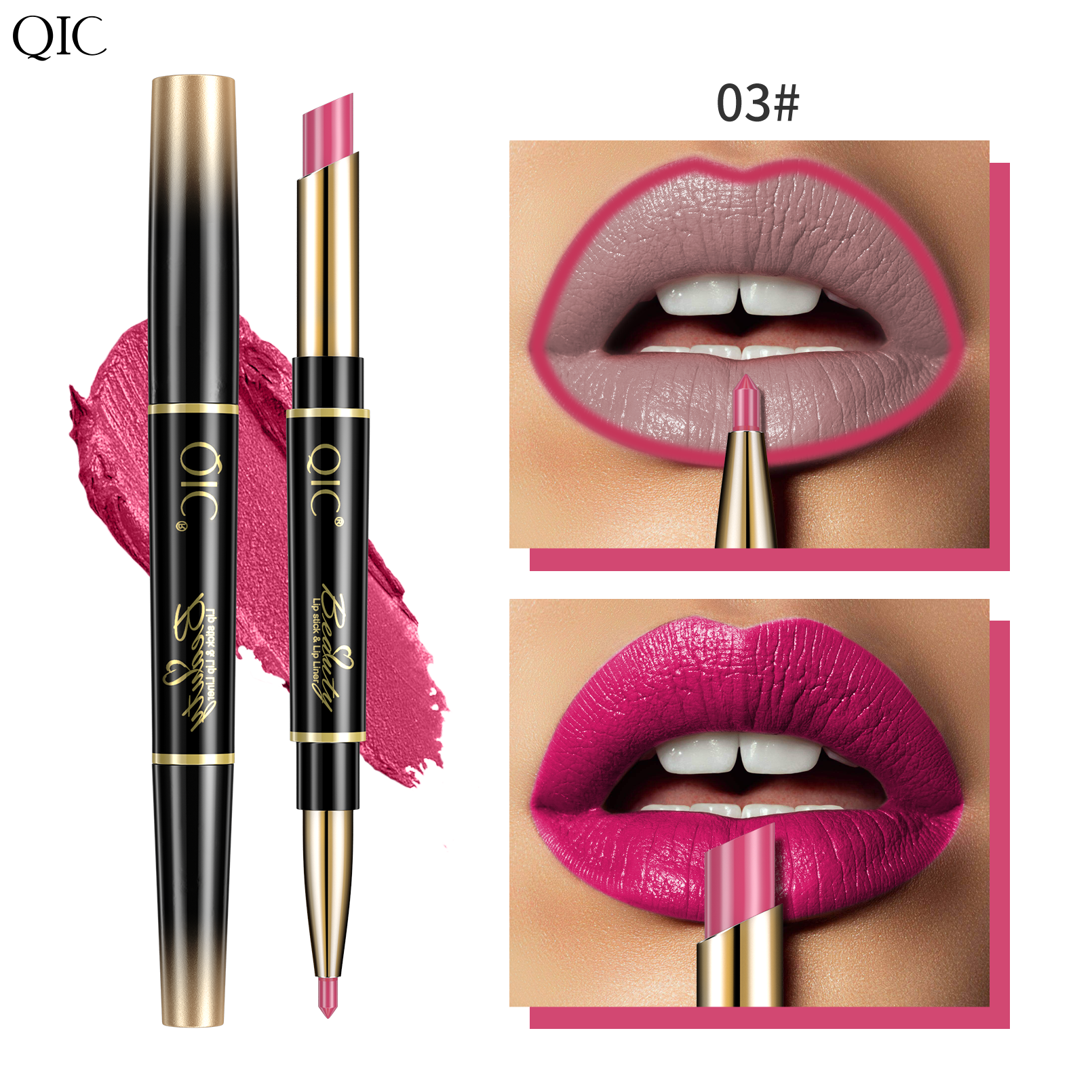 2-in-1 Dual-Ended Lipstick & Liner ✨ Matte Waterproof & Transfer-Proof! 💋 24H Non-Smudge Lip Combo 🌟 Kiss-Proof #LipHack #MatteLip #AllDayWear